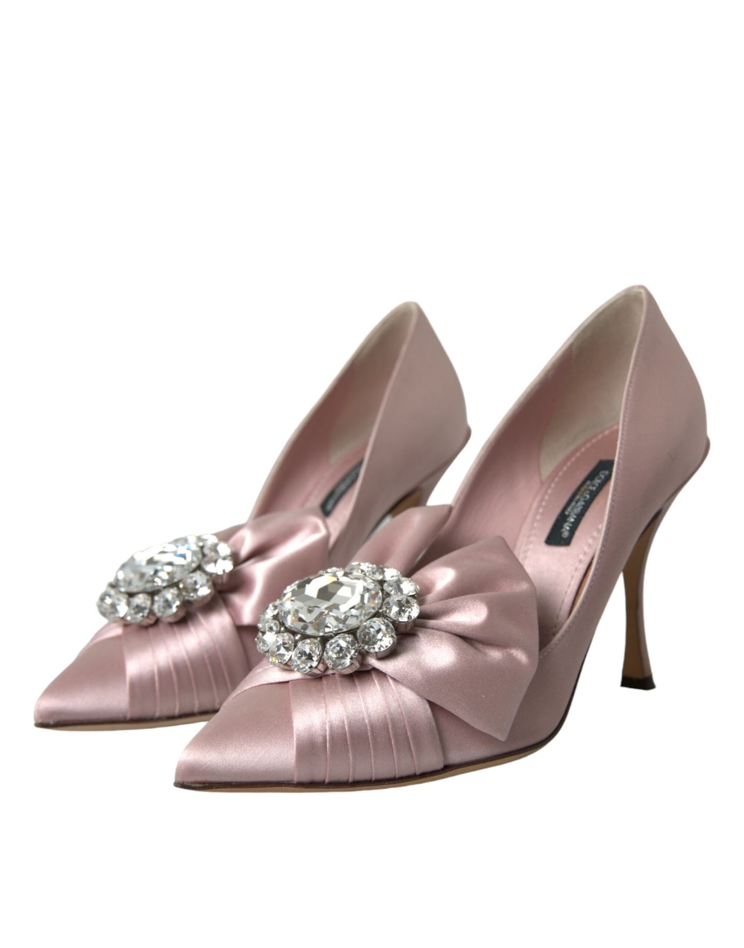 Dolce & Gabbana Rosa Satin Kristall High Heels Pumps Schuhe