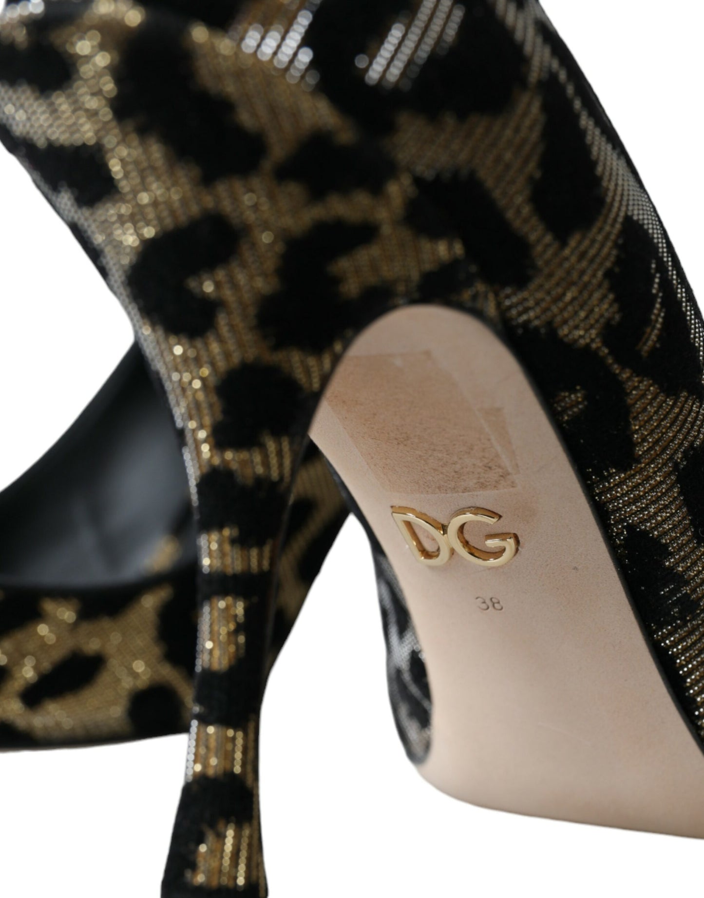 Dolce & Gabbana Schwarz Gold Leopard Lurex Heels Pumps Schuhe