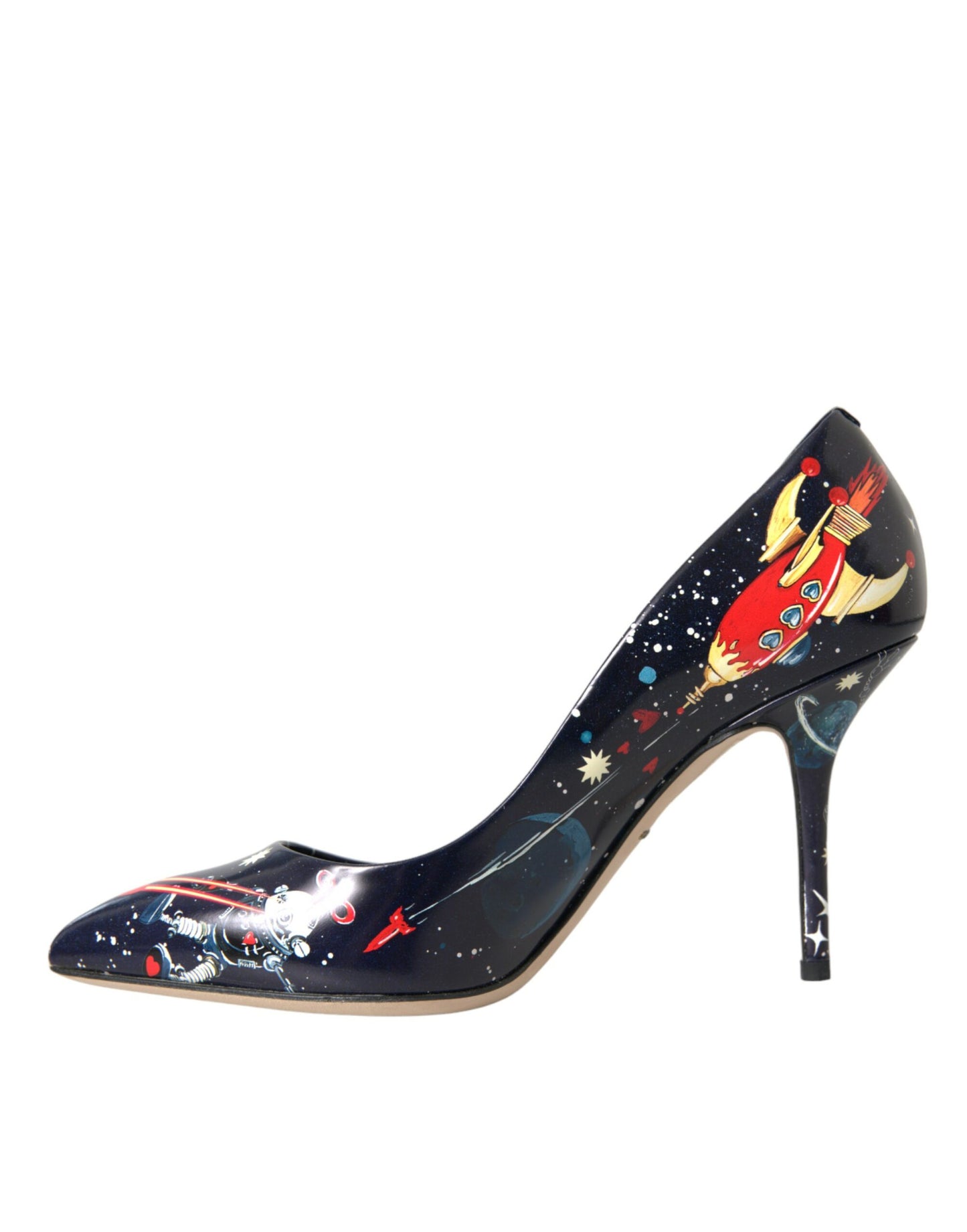 Dolce & Gabbana Blaue Raumfahrt Roboter Leder Heels Pumps Schuhe