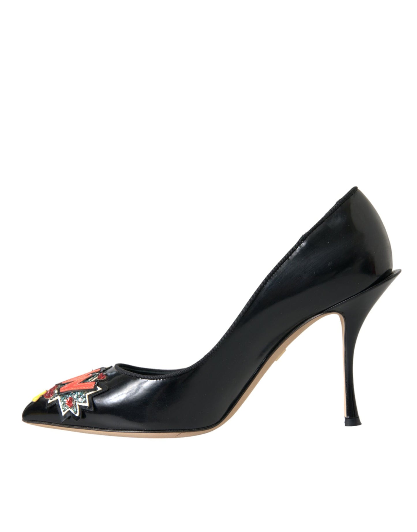 Dolce & Gabbana Schwarz Leder WOW Patch Heels Pumps Schuhe