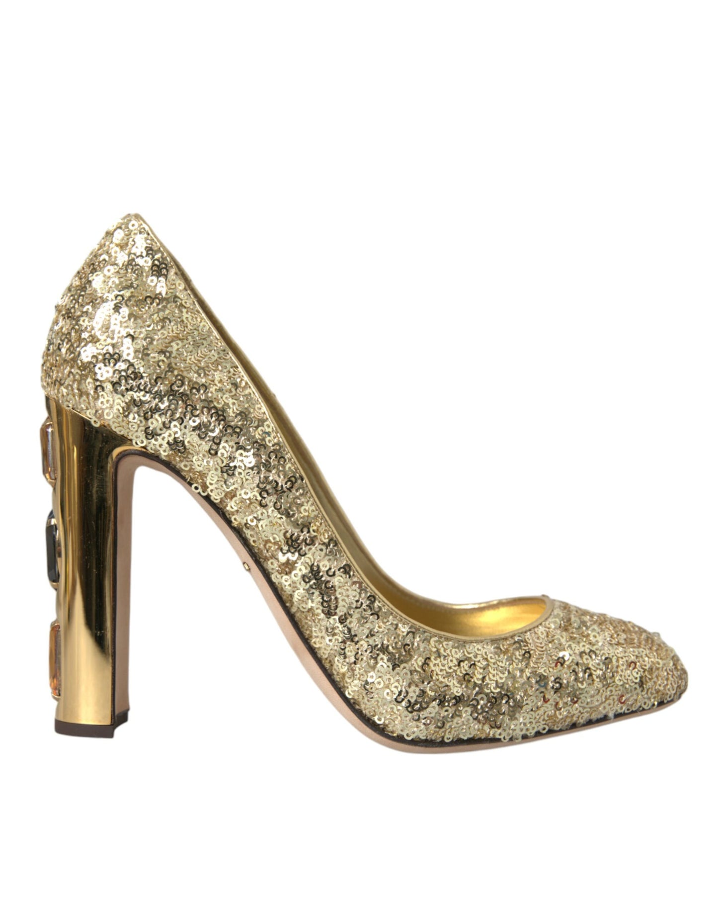 Dolce & Gabbana Gold Pailletten Kristall Absätze Pumps Schuhe