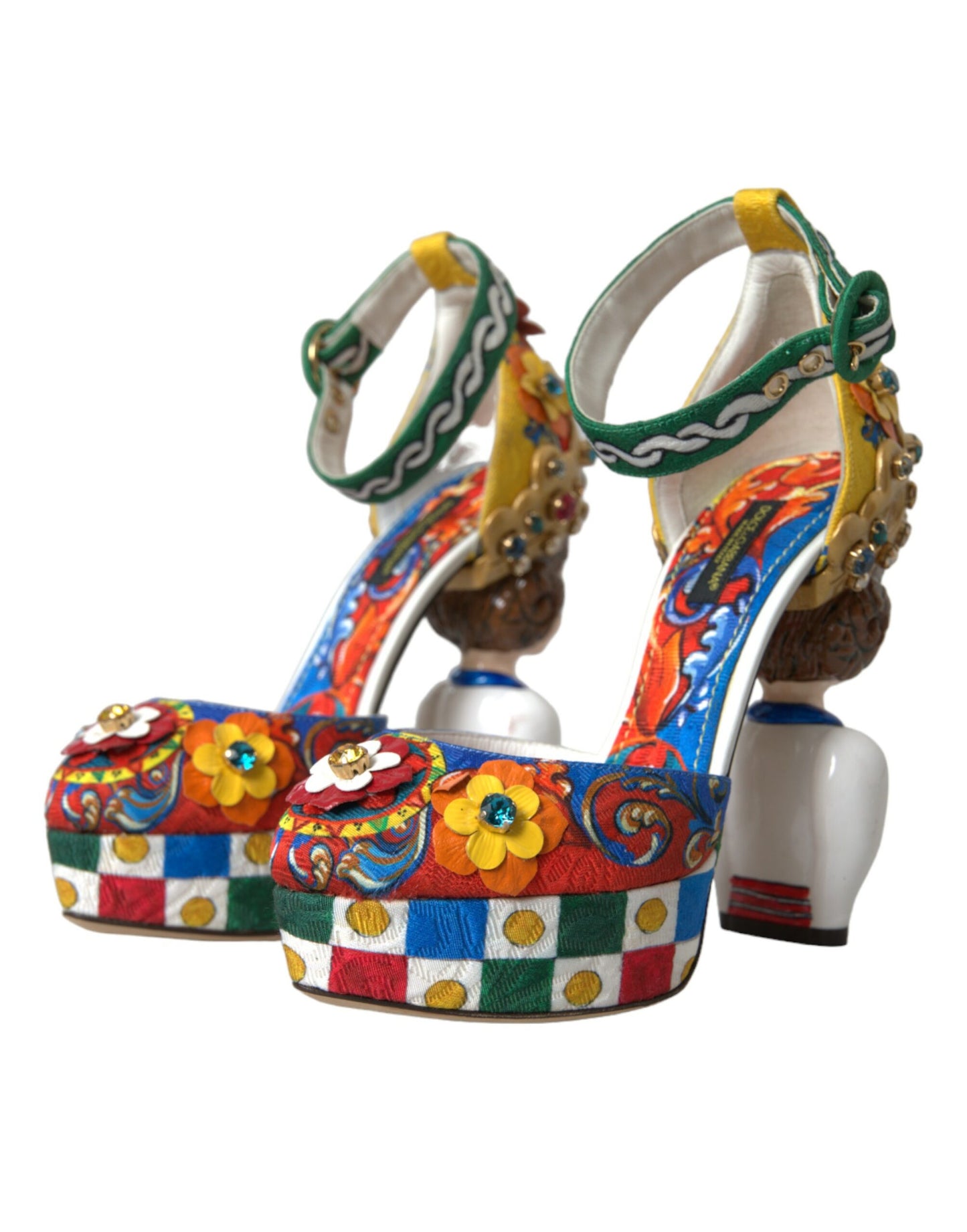 Dolce & Gabbana Multicolor Carretto verschönerte Sandalen Schuhe