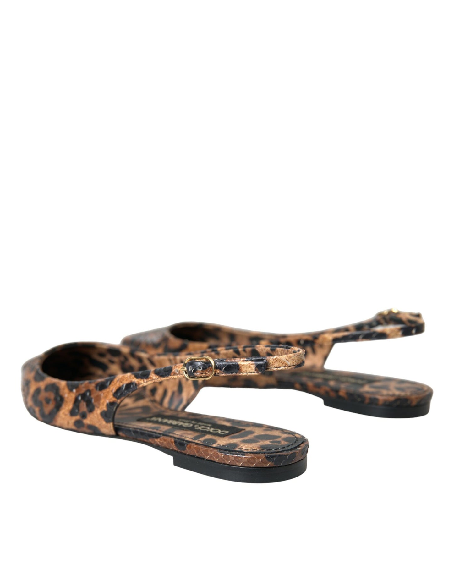 Dolce & Gabbana Braun Leopard Exotische Haut Slingback Schuhe