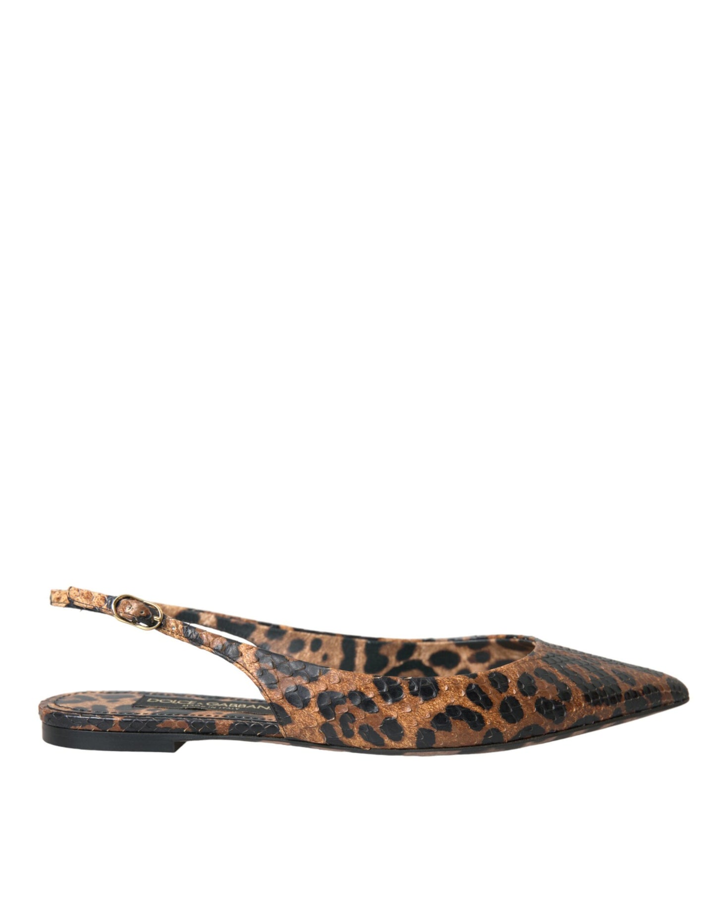 Dolce & Gabbana Braun Leopard Exotische Haut Slingback Schuhe