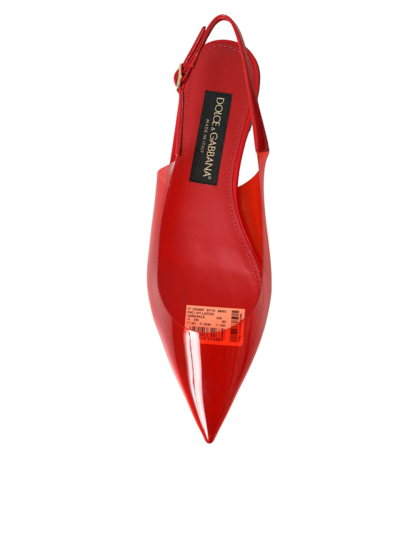 Dolce & Gabbana Rot PVC Slingback Klar Flats Sandalen Schuhe