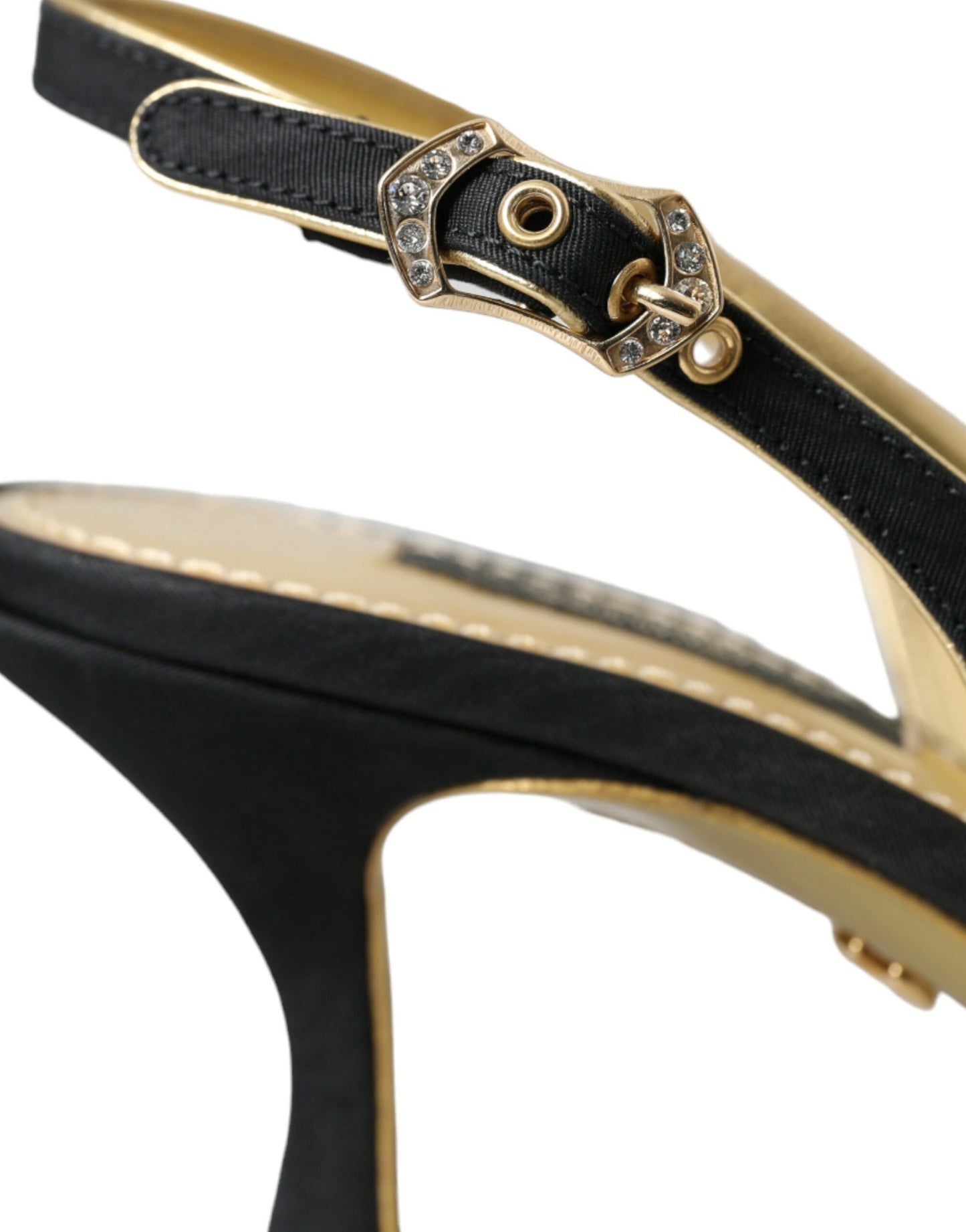 Dolce & Gabbana Schwarz Leder Faux Perlen Slingbacks Schuhe