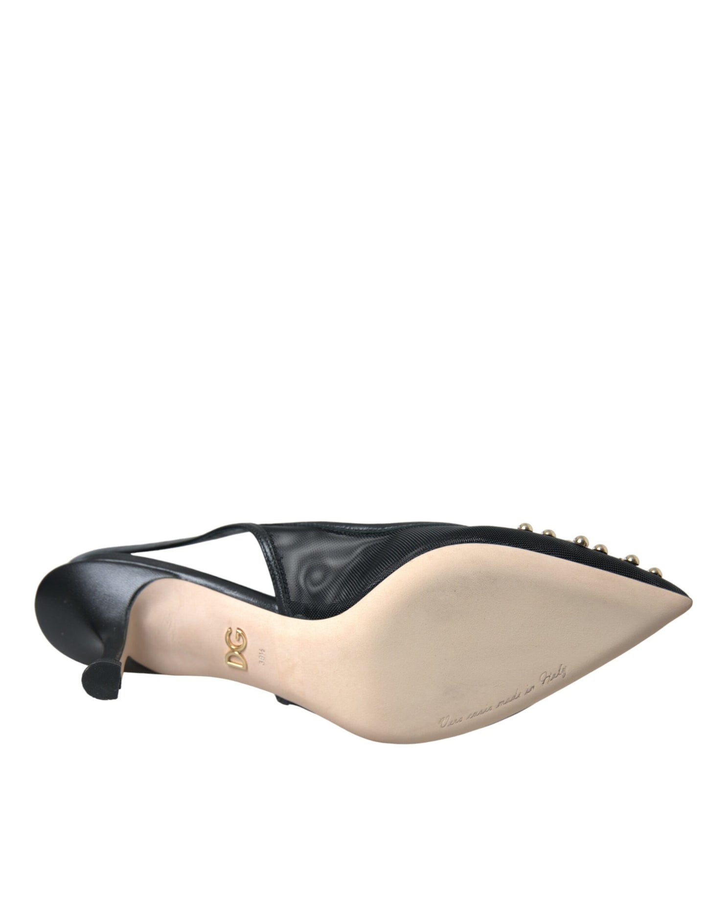 Dolce & Gabbana Schwarz Mesh verschönert Ferse Slingbacks Schuhe