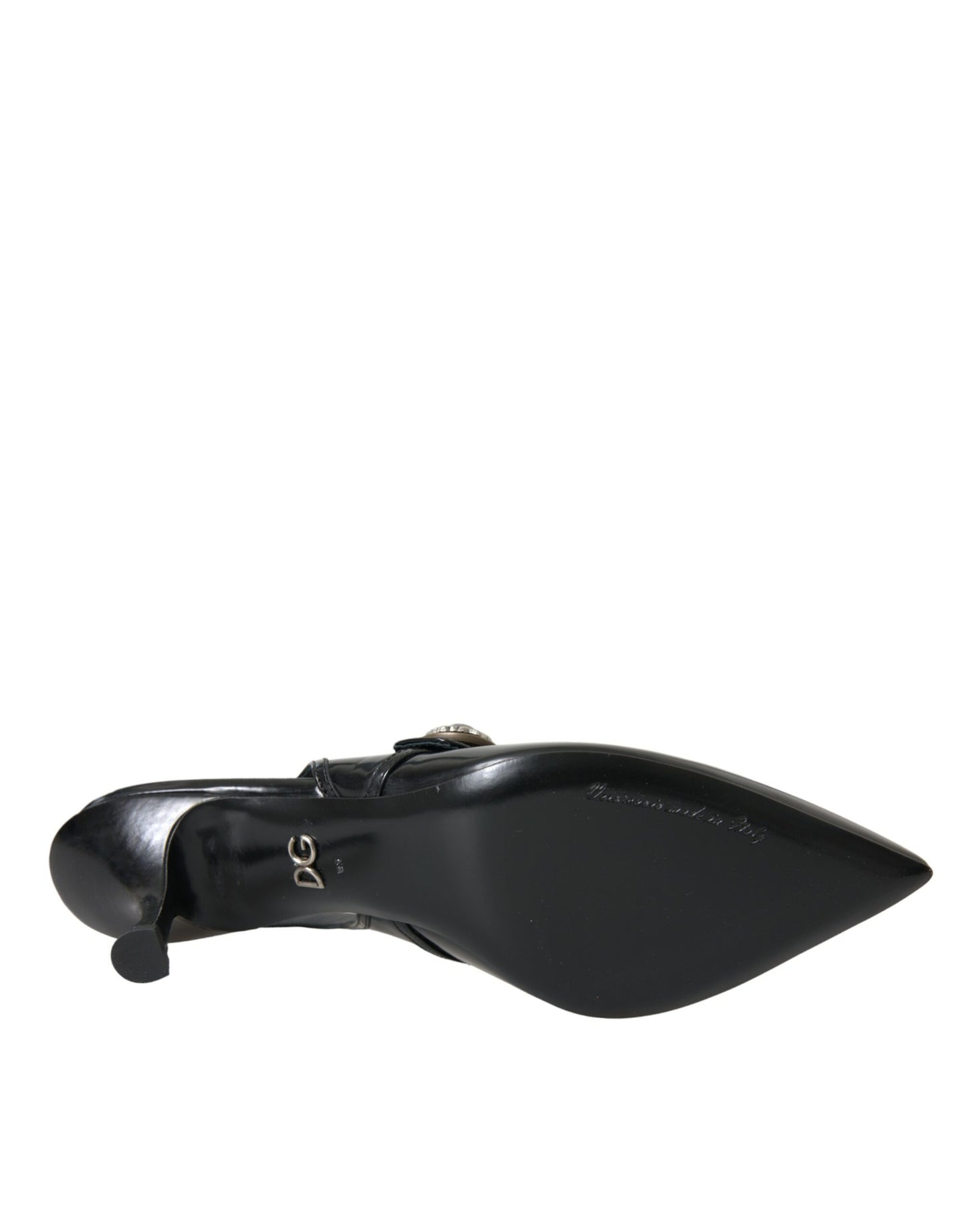 Dolce & Gabbana Schwarze Leder verschönerte Slingbacks Schuhe