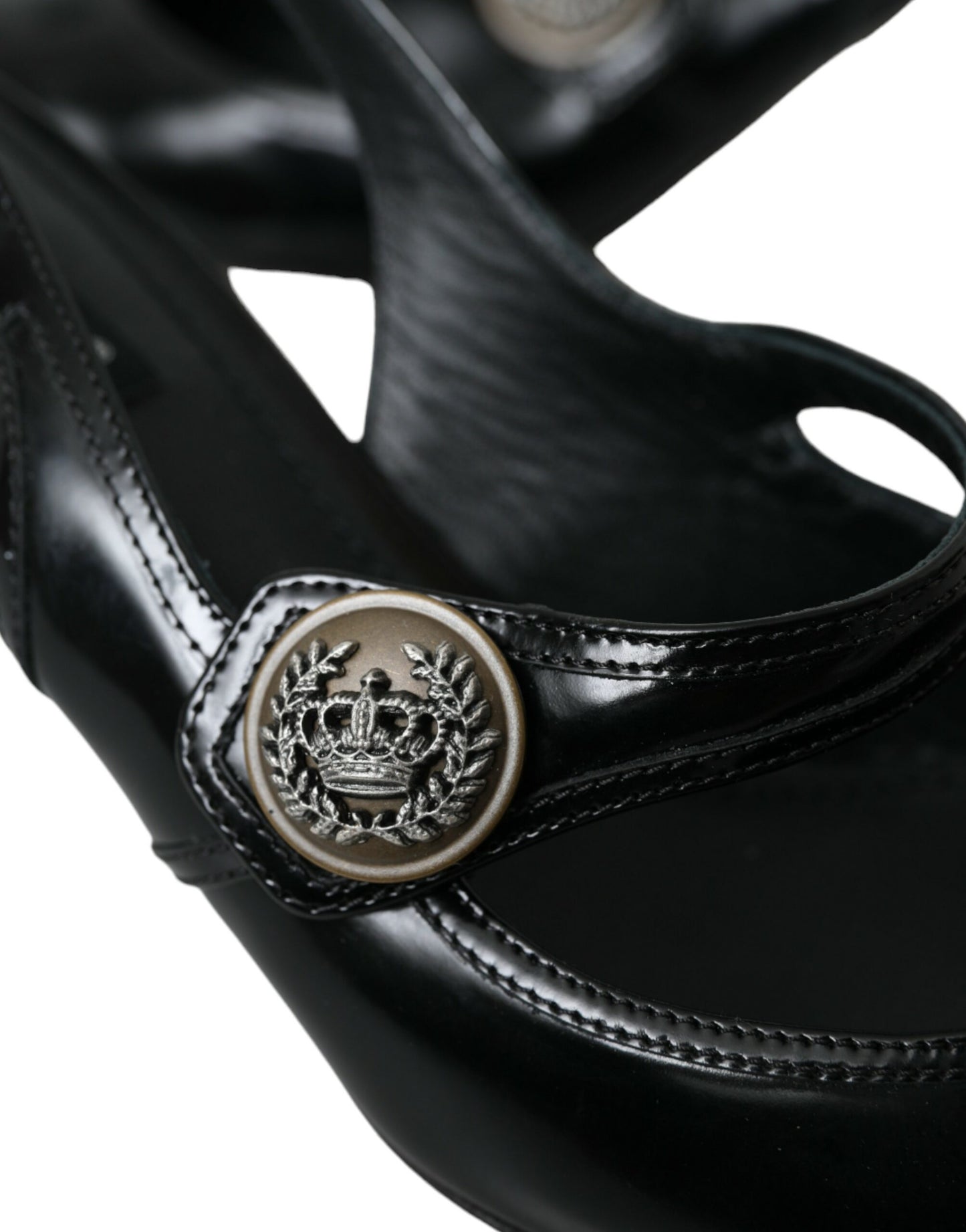 Dolce & Gabbana Schwarze Leder verschönerte Slingbacks Schuhe