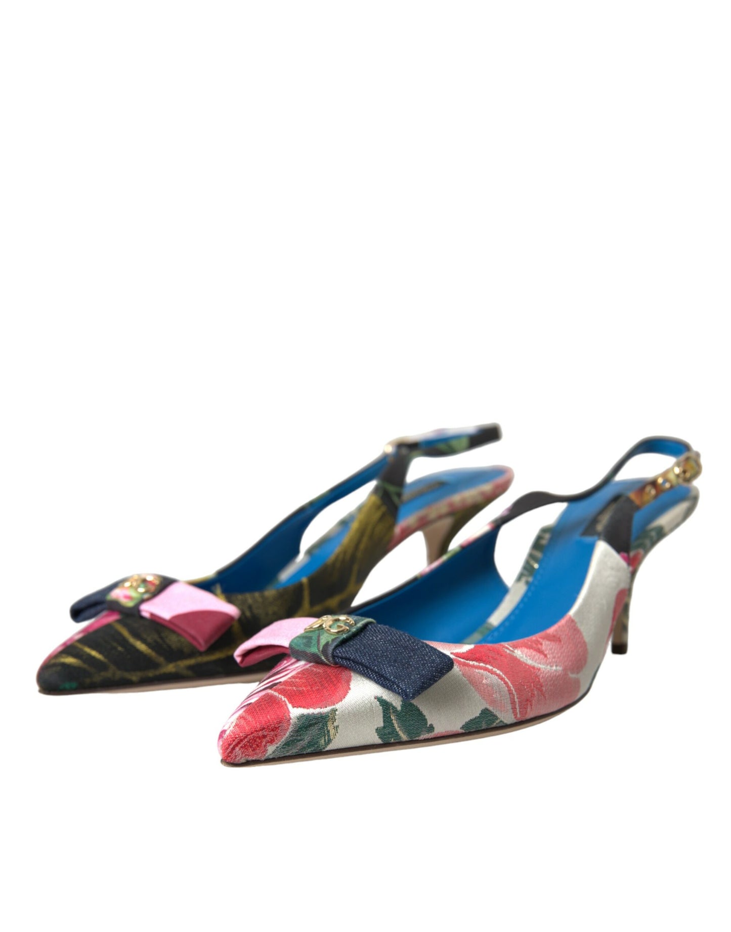 Dolce & Gabbana Multicolor Floral Patchwork Slingbacks Schuhe