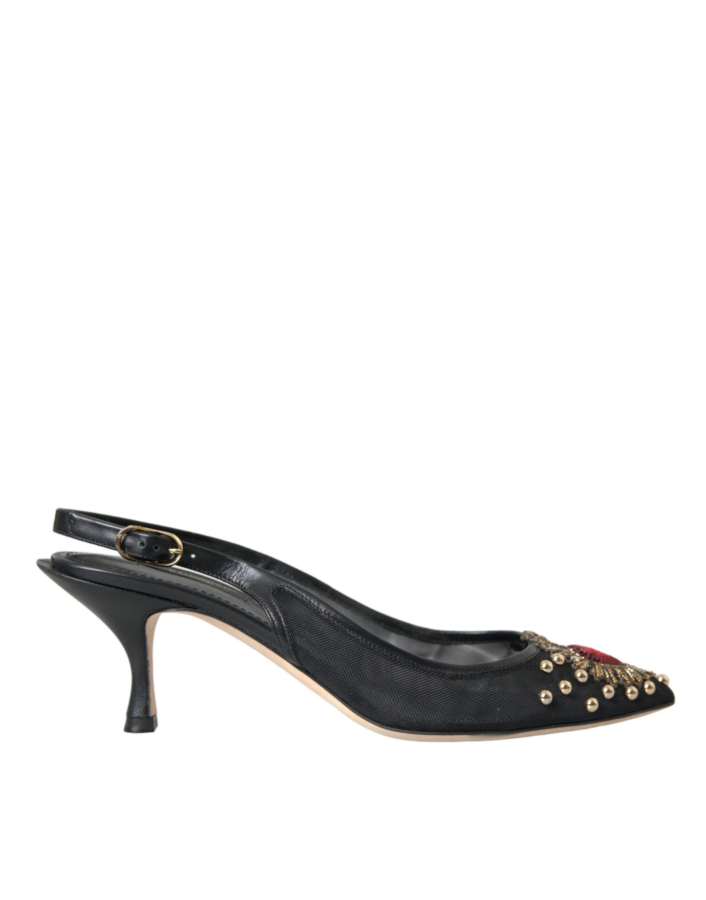 Dolce & Gabbana Schwarz Mesh verschönert Ferse Slingbacks Schuhe