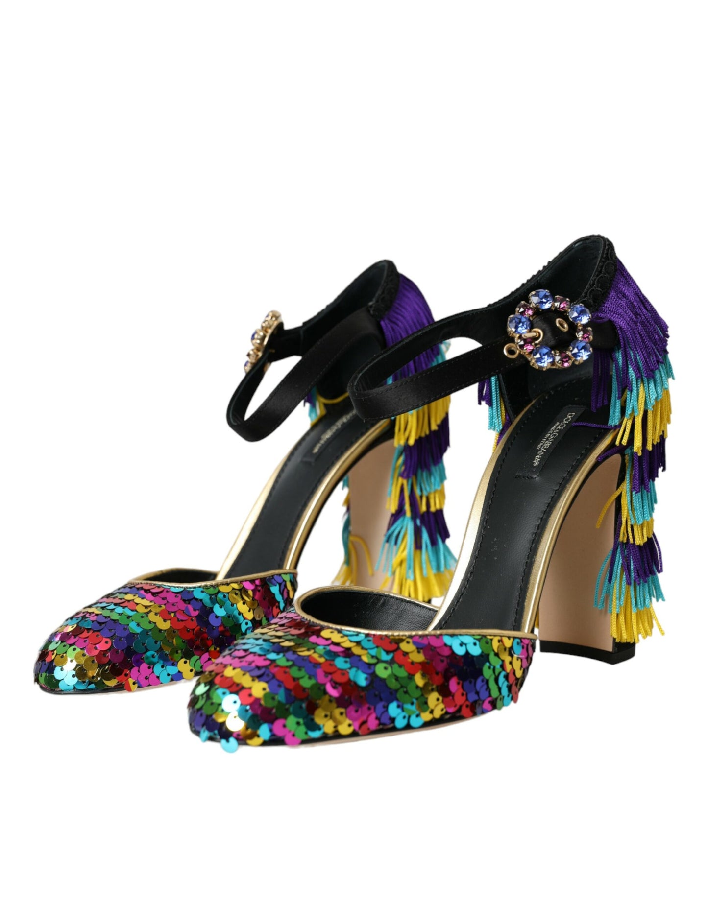 Dolce & Gabbana Multicolor Pailletten Kristall Mary Jane Schuhe