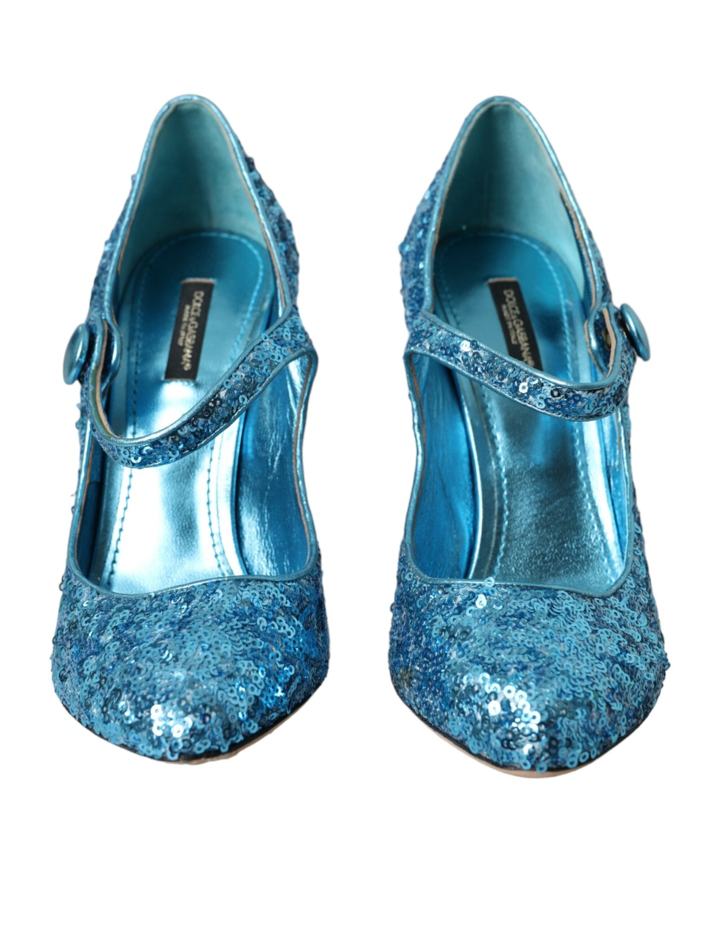 Dolce & Gabbana Blau Pailletten Mary Jane Pumps High Heels Schuhe