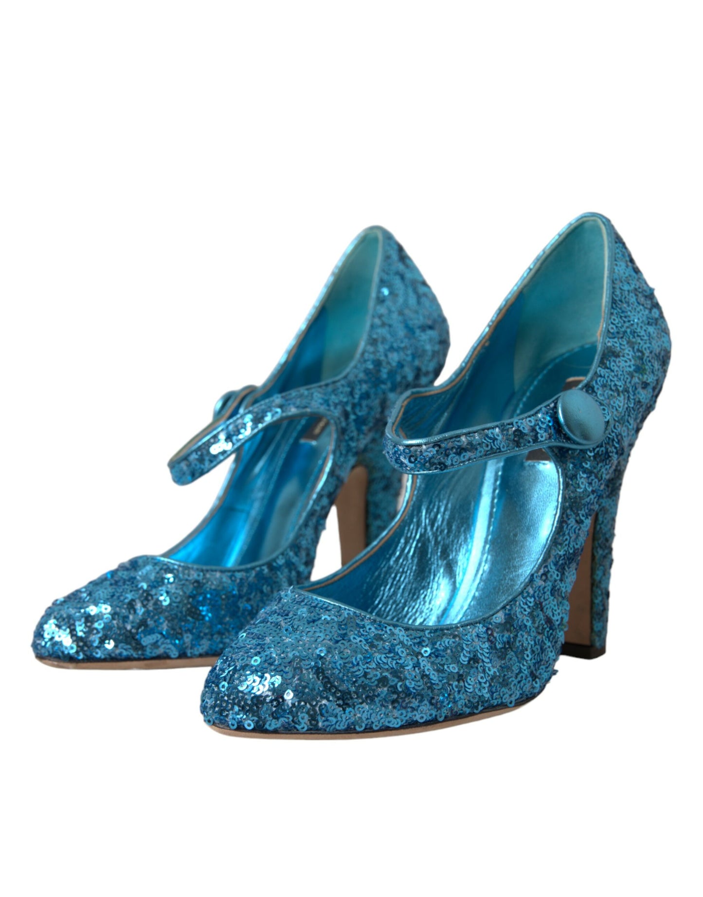 Dolce & Gabbana Blau Pailletten Mary Jane Pumps High Heels Schuhe