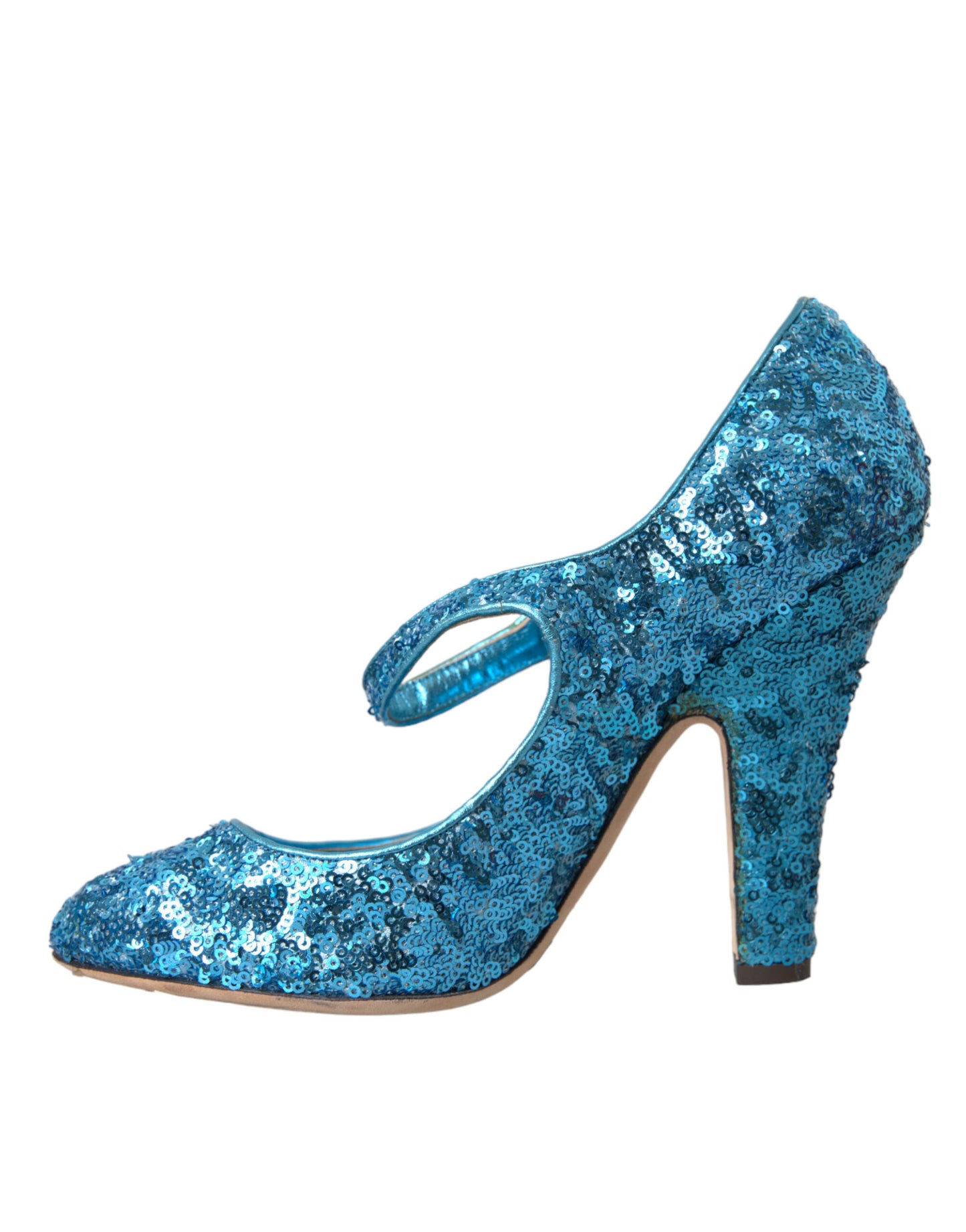 Dolce & Gabbana Blau Pailletten Mary Jane Pumps High Heels Schuhe