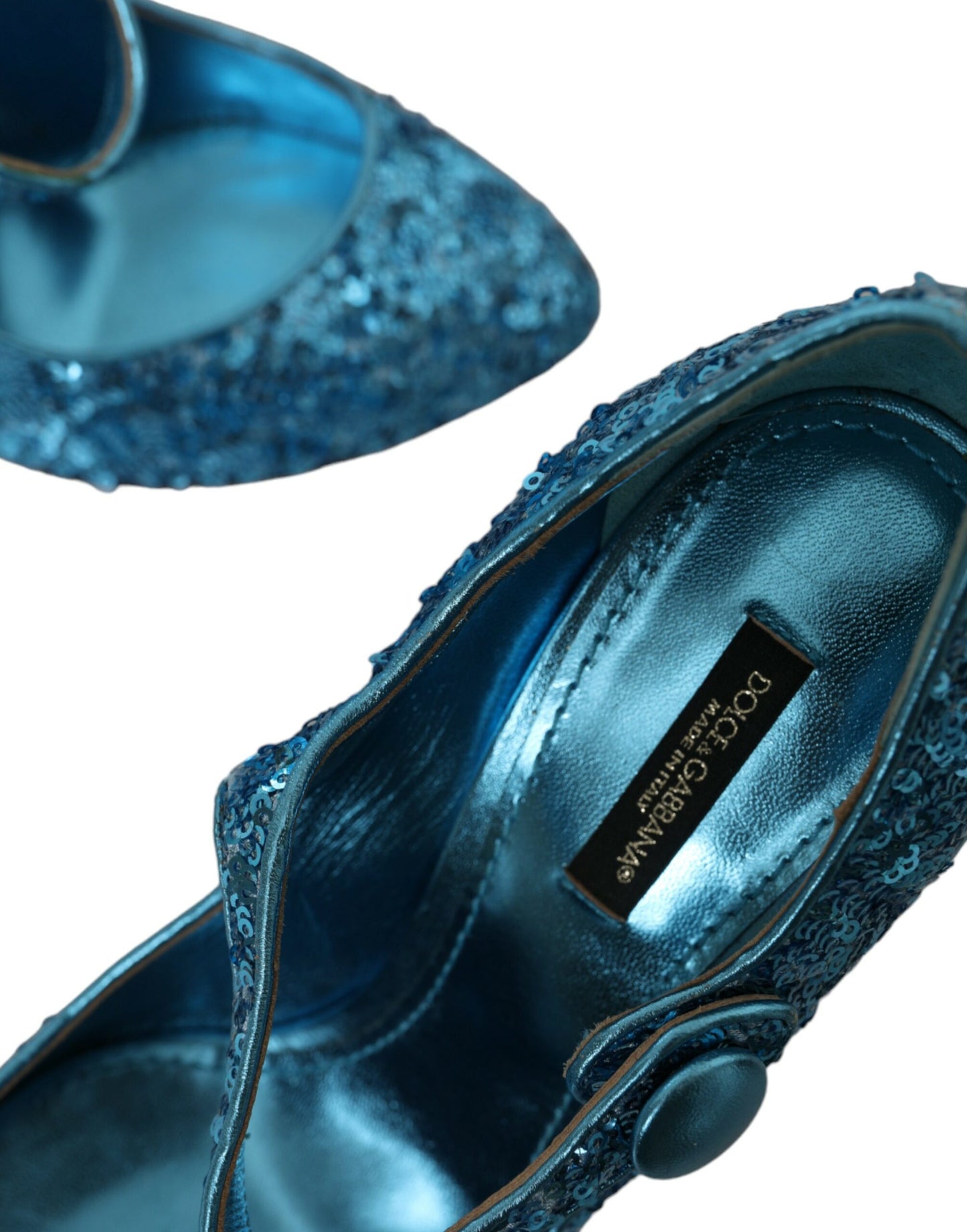 Dolce & Gabbana Blau Pailletten Mary Jane Pumps High Heels Schuhe