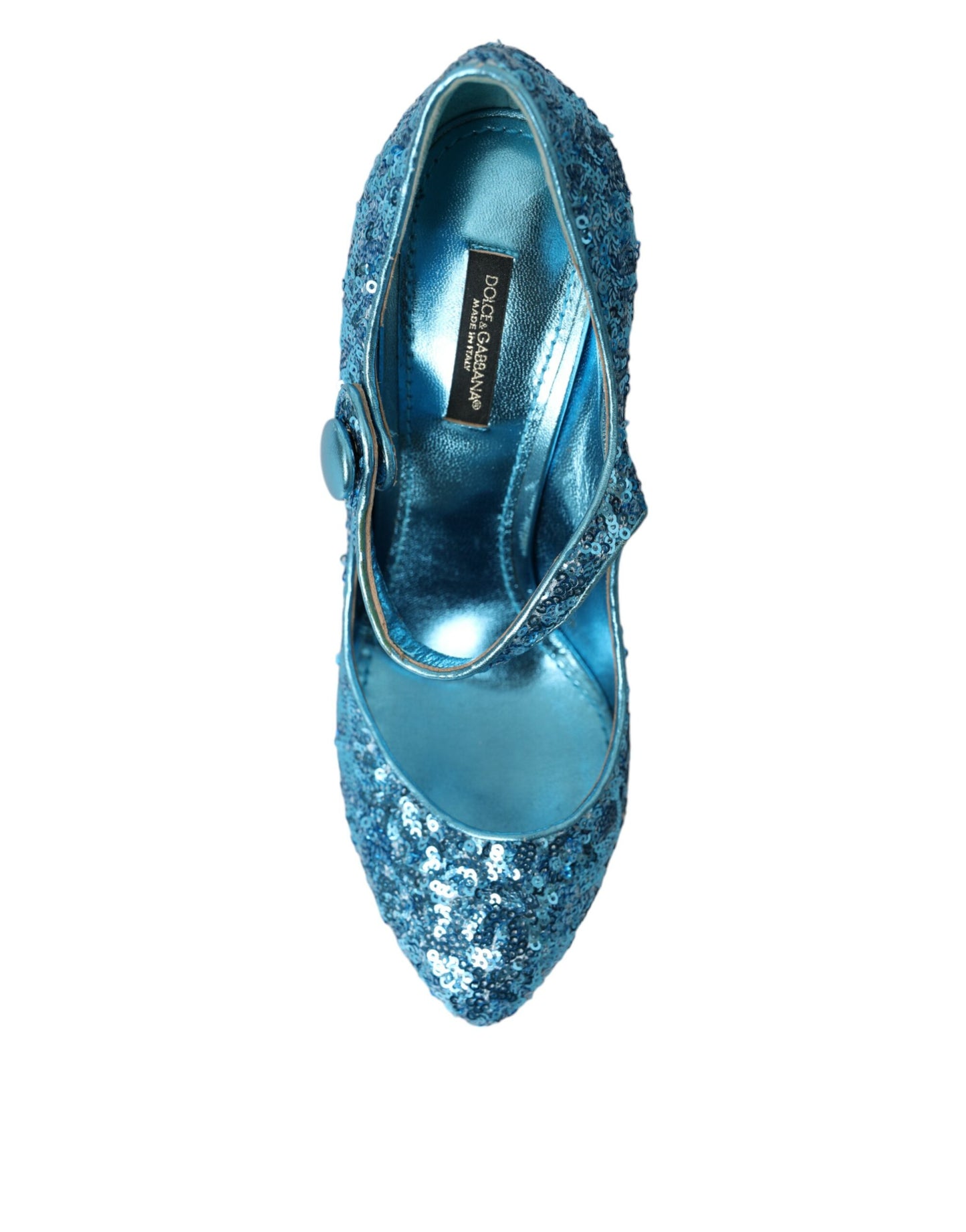 Dolce & Gabbana Blau Pailletten Mary Jane Pumps High Heels Schuhe