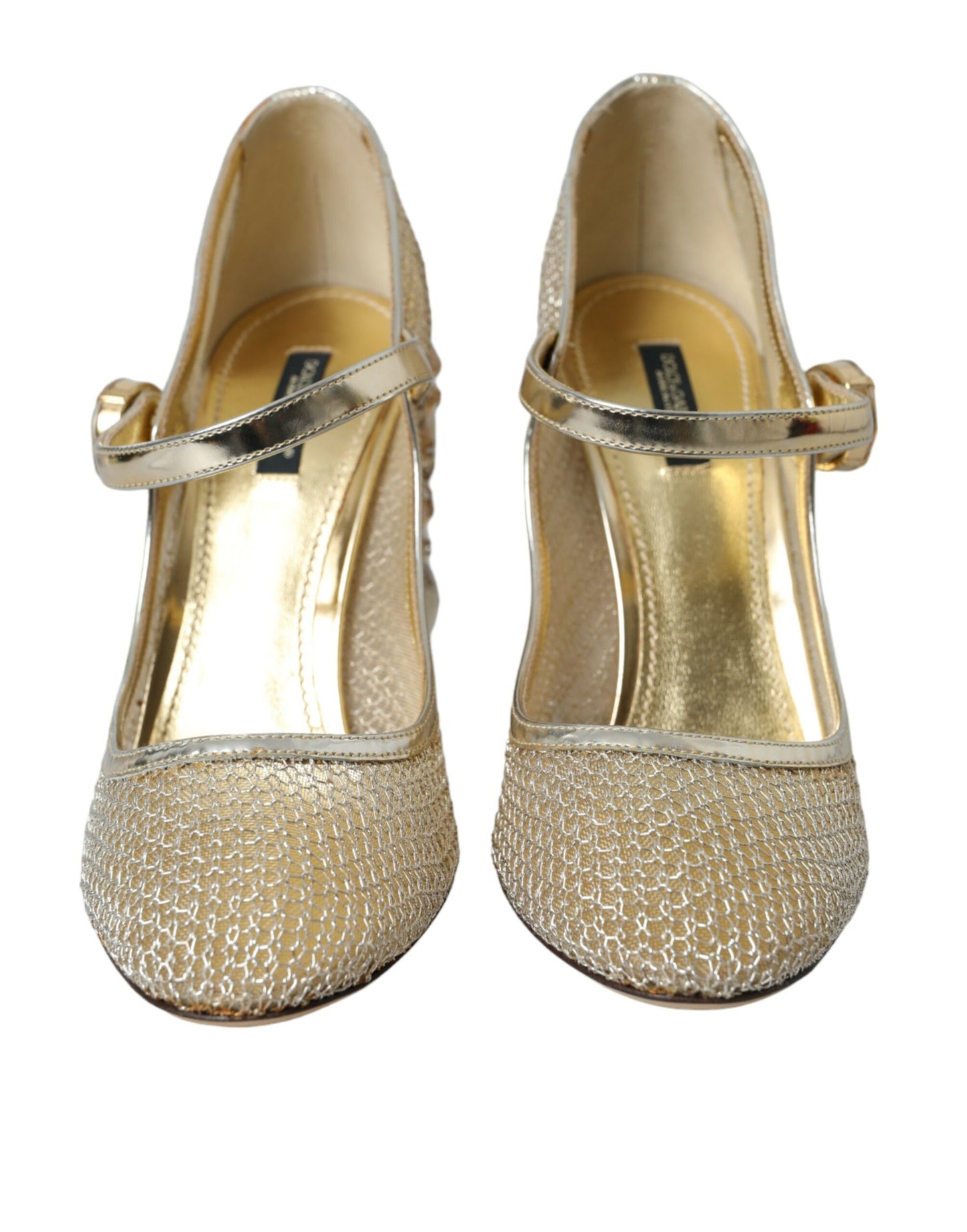 Dolce & Gabbana Gold Mesh Crystal Mary Jane Pumps Heels Schuhe