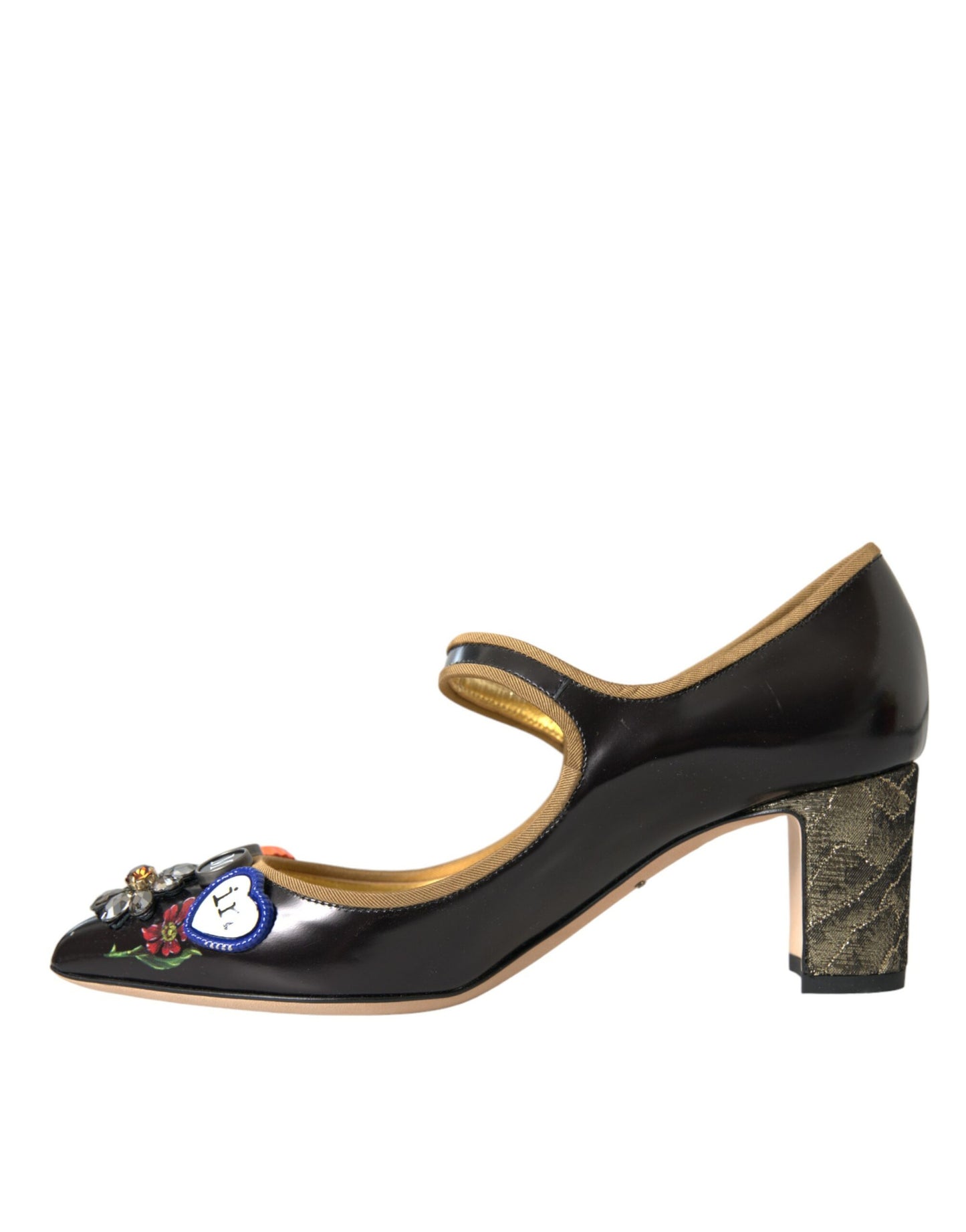 Dolce & Gabbana Schwarz Leder Kristall Mary Jane Pumps Schuhe