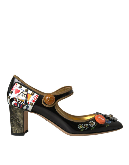 Dolce & Gabbana Schwarz Leder Kristall Mary Jane Pumps Schuhe