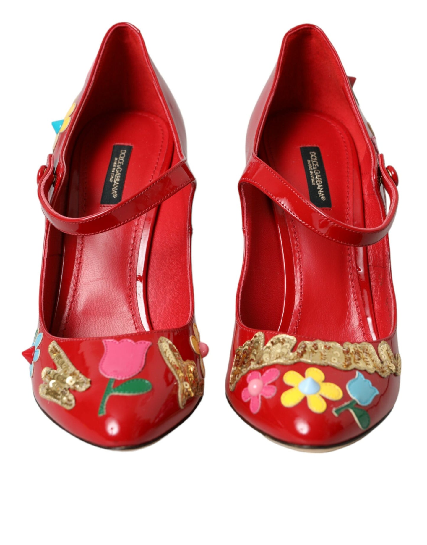 Dolce & Gabbana Rot Leder verschönert Mary Jane Pumps Heels Schuhe