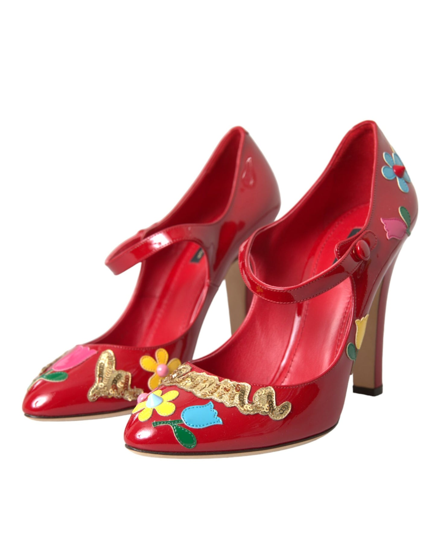 Dolce & Gabbana Rot Leder verschönert Mary Jane Pumps Heels Schuhe