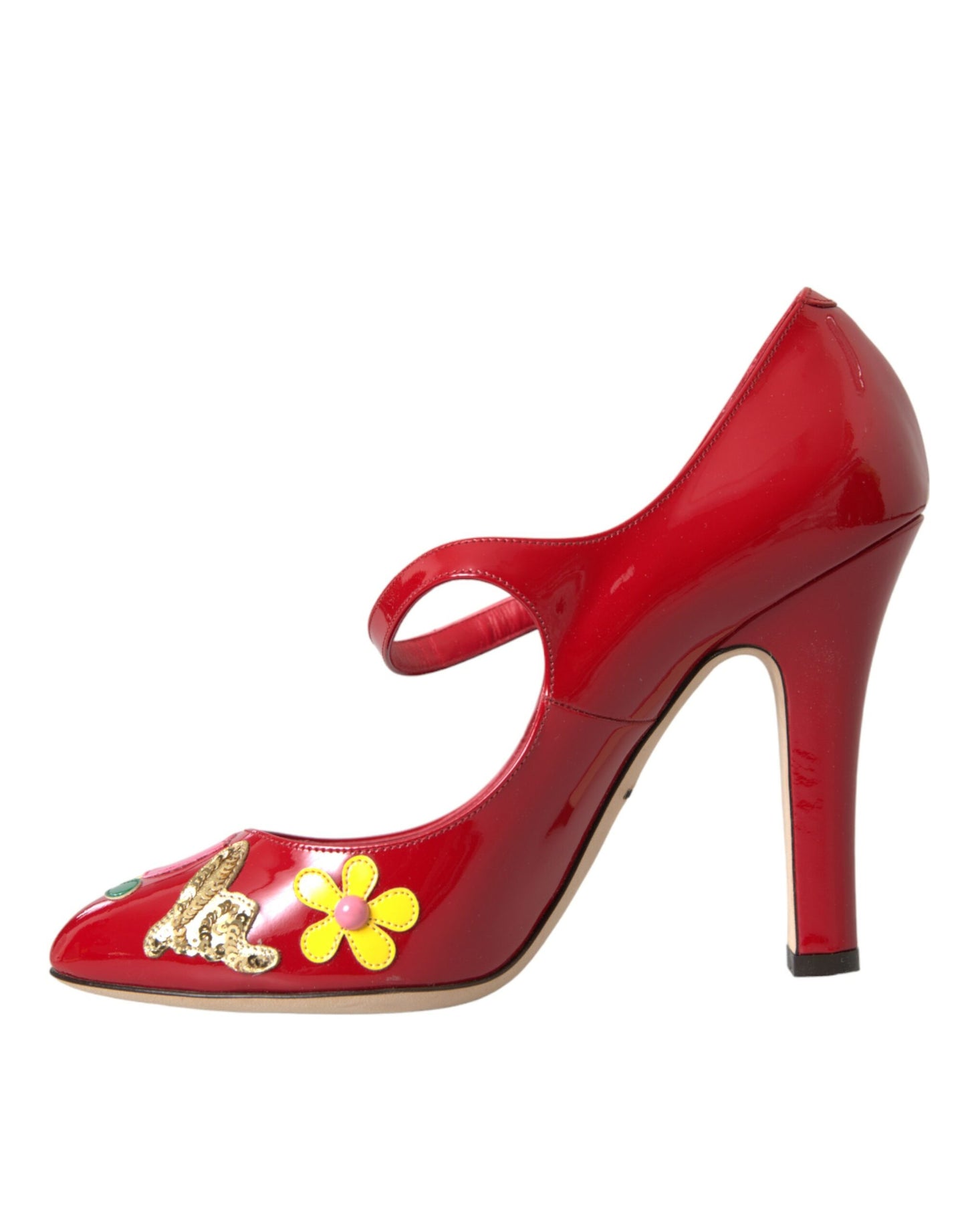 Dolce & Gabbana Rot Leder verschönert Mary Jane Pumps Heels Schuhe