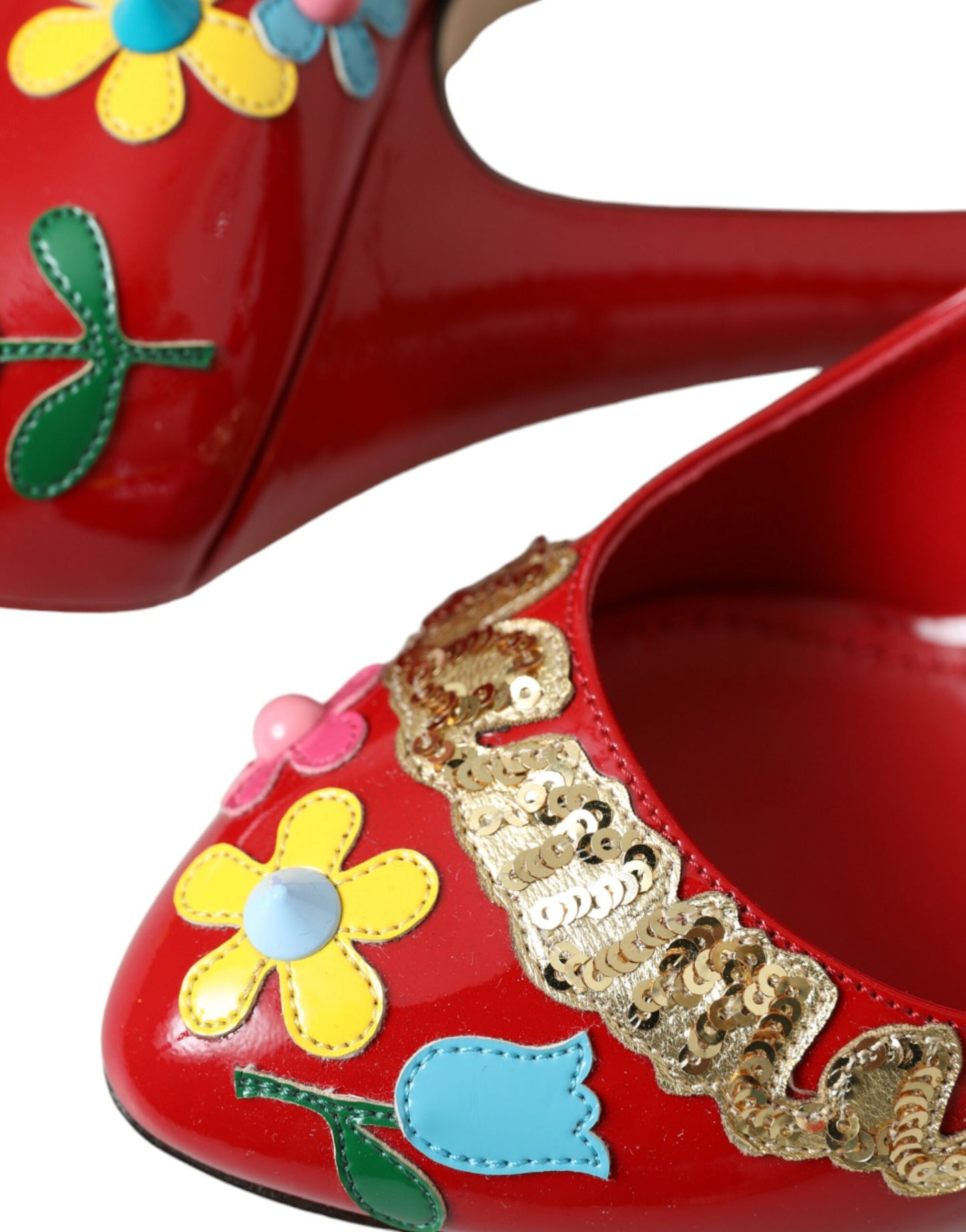 Dolce & Gabbana Rot Leder verschönert Mary Jane Pumps Heels Schuhe