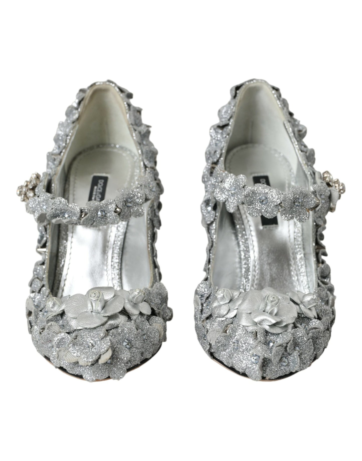 Dolce & Gabbana Silber Floral Kristall Mary Jane Pumps Schuhe