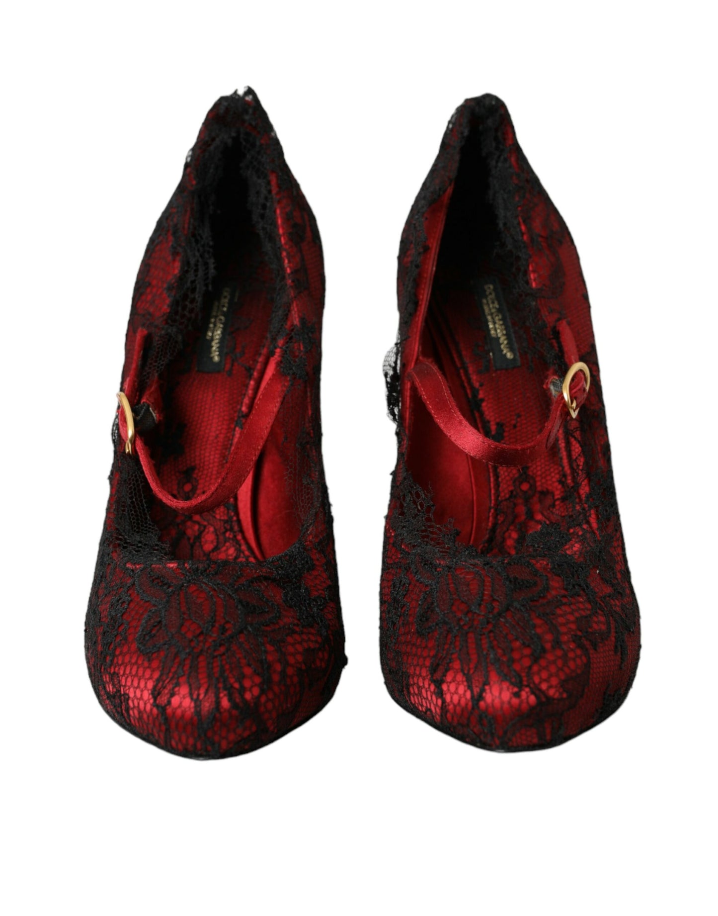 Dolce & Gabbana Rot Schwarz Floral Spitze Mary Jane Pumps Schuhe