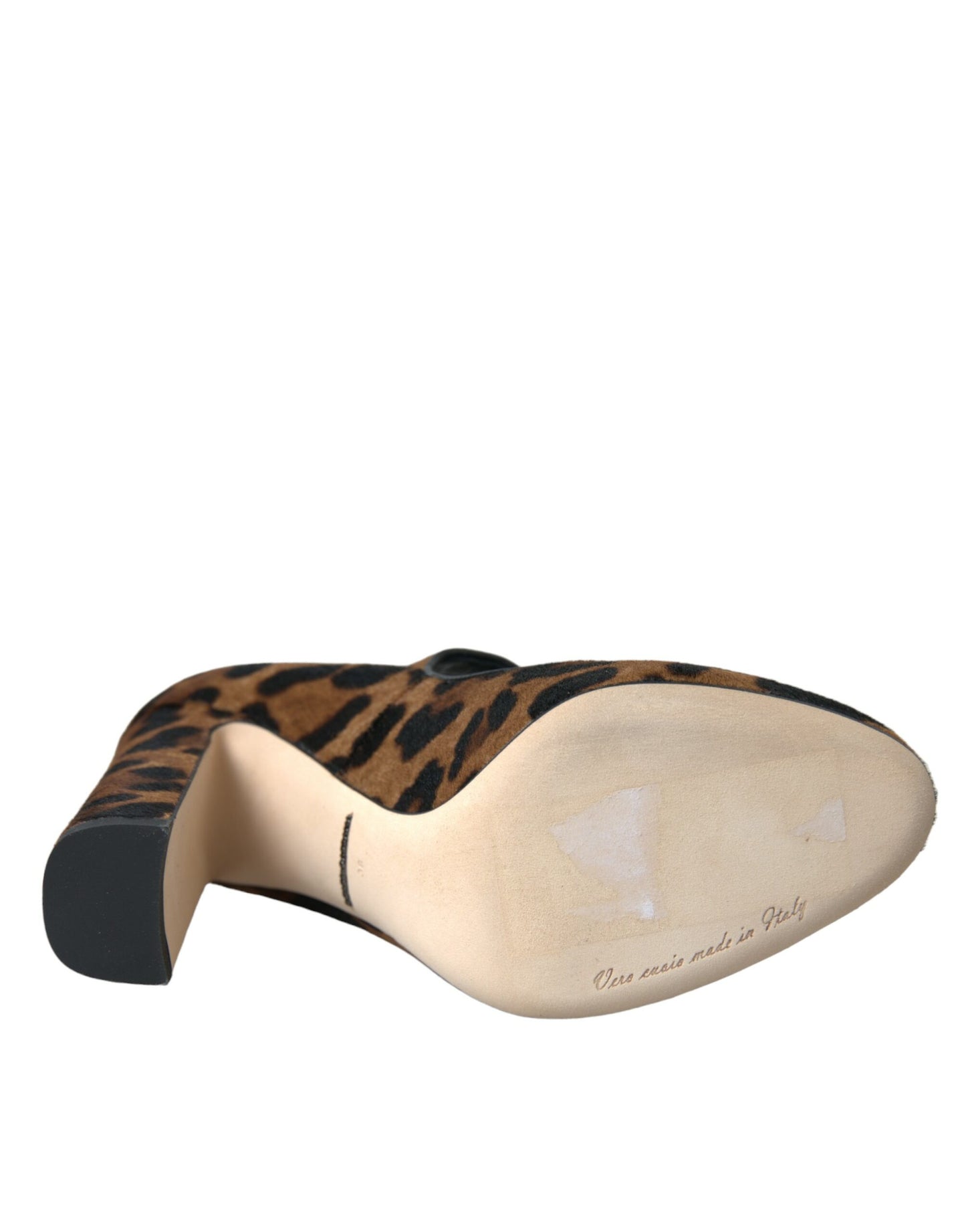 Dolce & Gabbana Braun Leopard Kalb Haar Mary Jane Pumps Schuhe