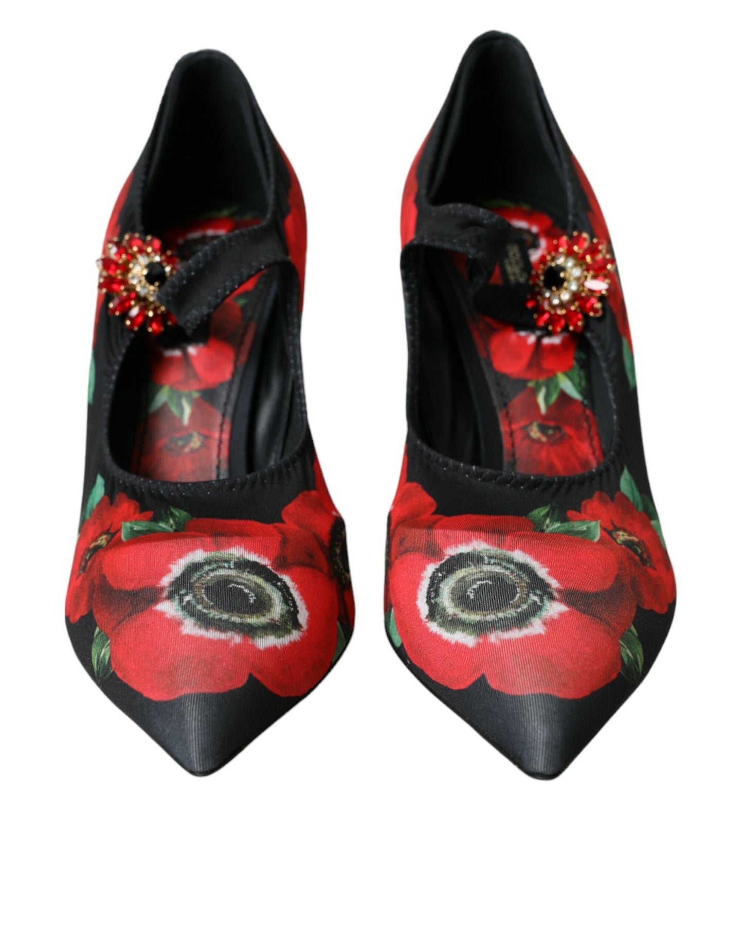 Dolce & Gabbana Schwarz Floral Kristall Mary Jane Pumps Schuhe