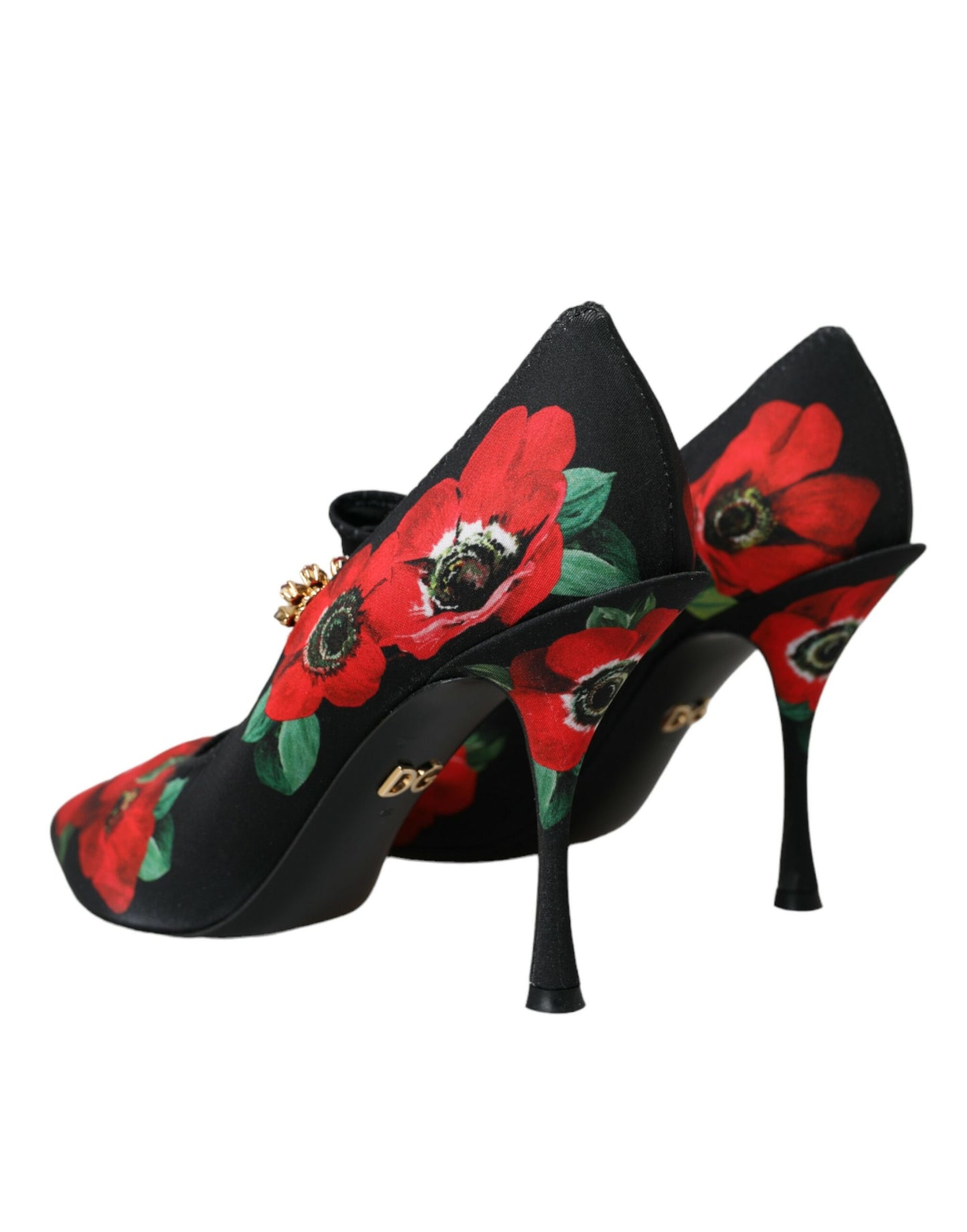 Dolce & Gabbana Schwarz Floral Kristall Mary Jane Pumps Schuhe