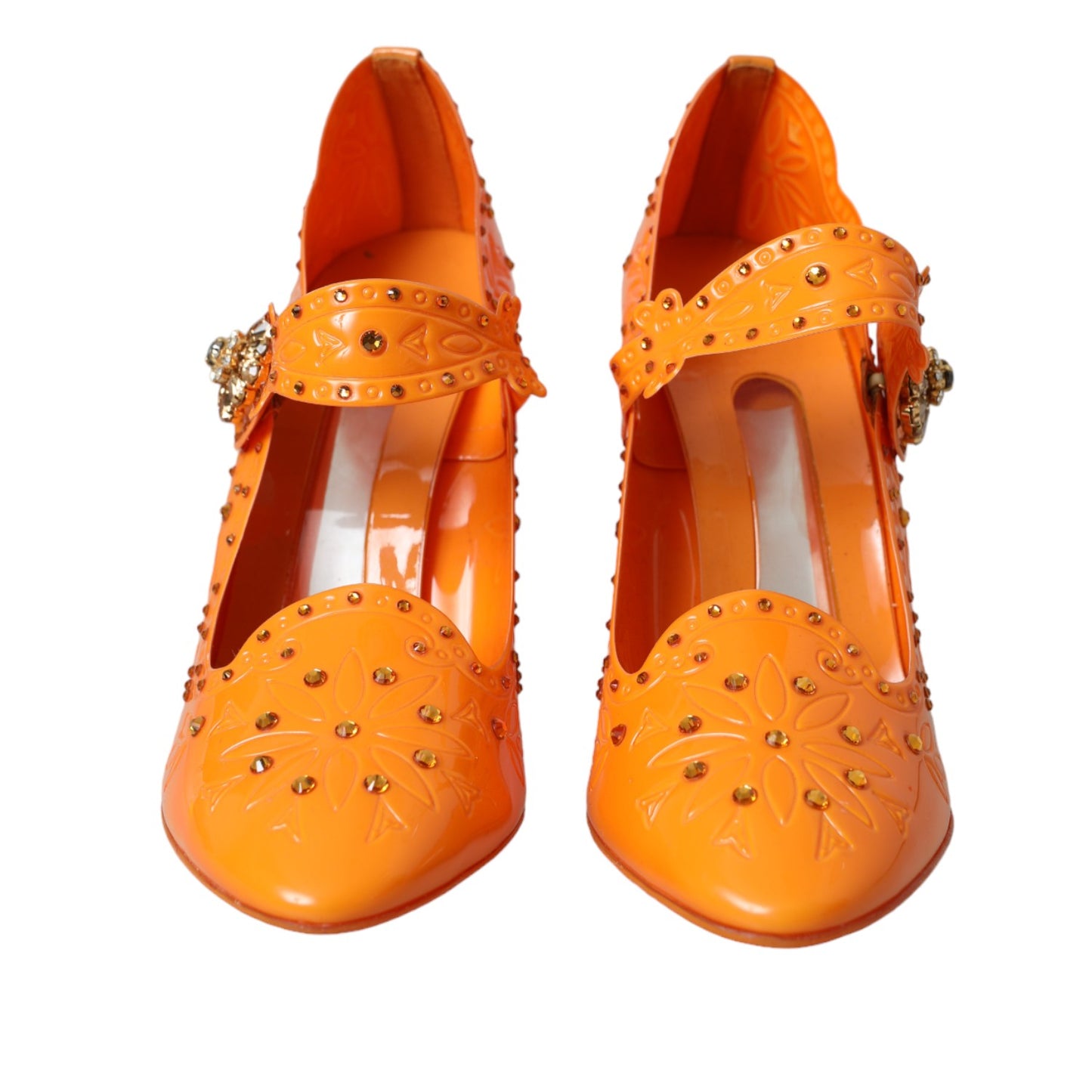 Dolce & Gabbana Orange CINDERELLA Floral Kristall Pumps Schuhe