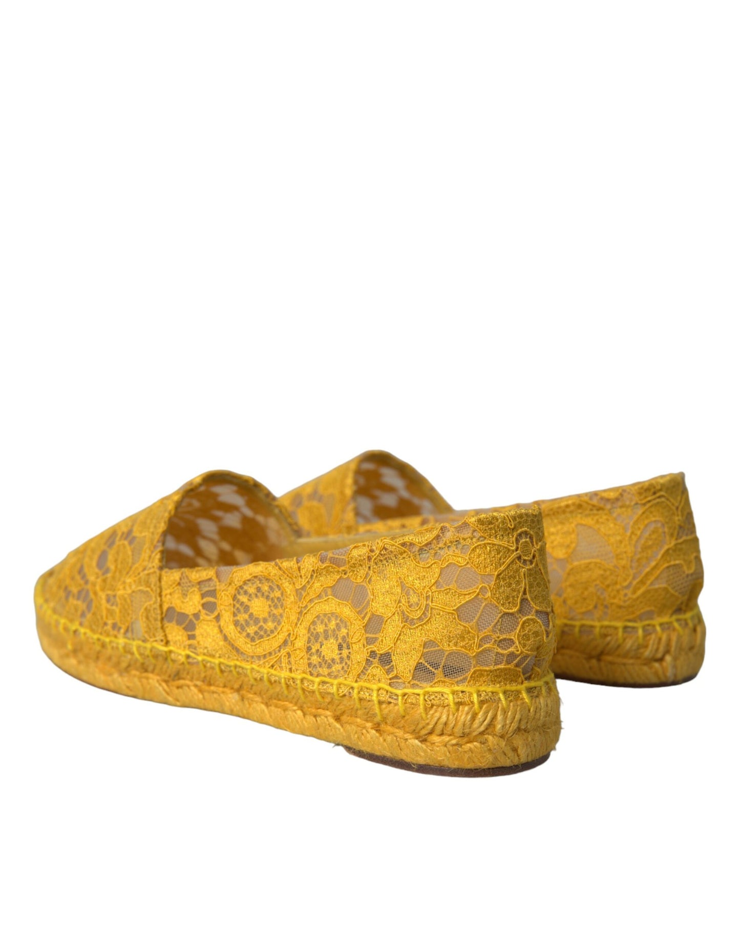 Dolce & Gabbana Gelb Taormina Lace Espadrille Loafers Flats Schuhe