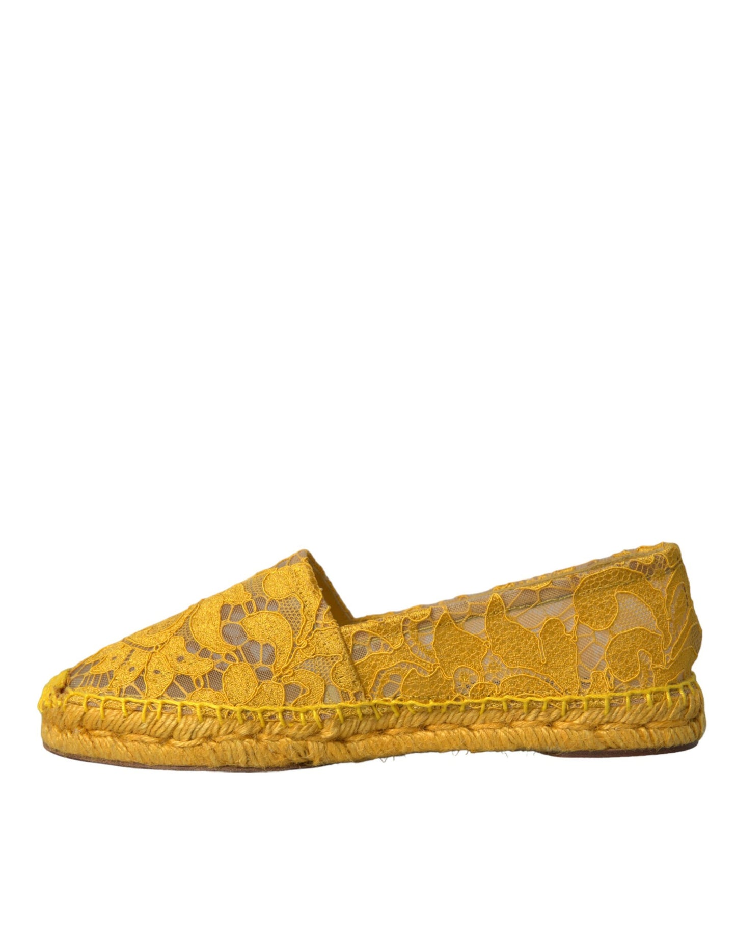 Dolce & Gabbana Gelb Taormina Lace Espadrille Loafers Flats Schuhe