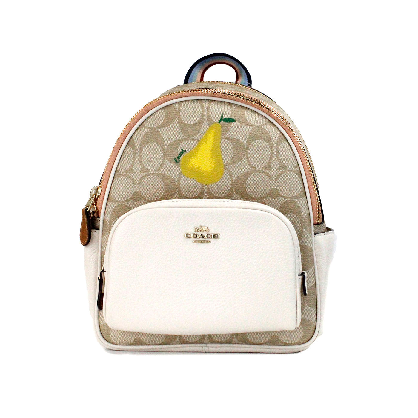 COACH Mini Court Signature Birnenmotiv Schulterrucksack Schultasche Kreide Taffy