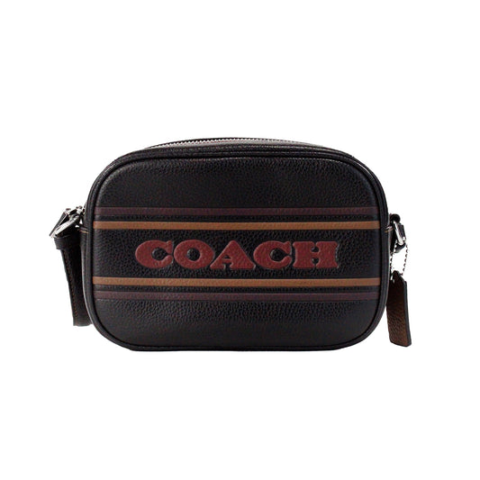 COACH Jamie Mini Black Logo Stripe Leder Kamera Crossbody Tasche