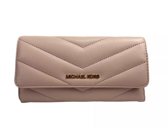 Michael Kors Jet Set Travel Große gesteppte Leder Brieftasche Powder Blush