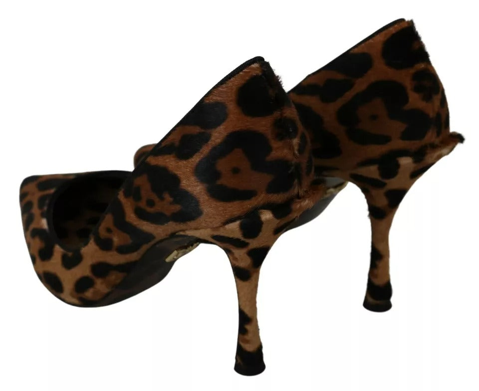 Dolce & Gabbana Braun Leopard Pony Haar Heels Pumps Schuhe