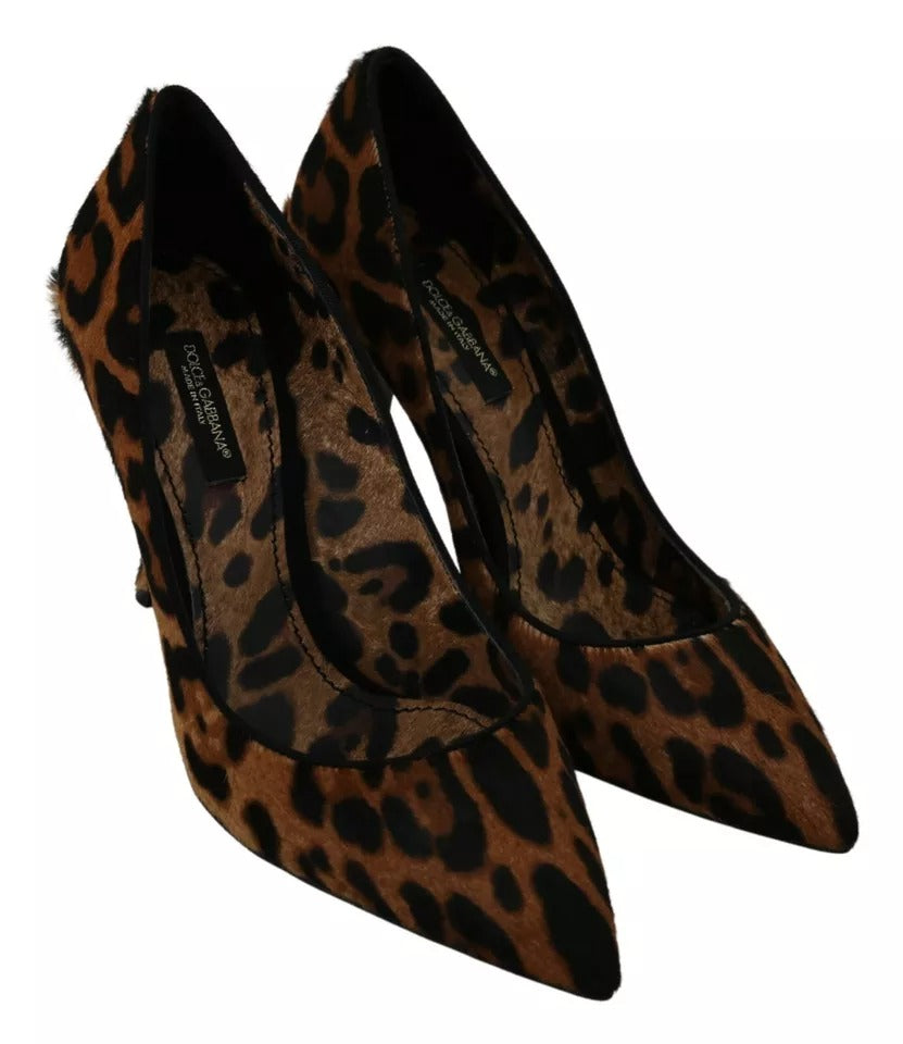 Dolce & Gabbana Braun Leopard Pony Haar Heels Pumps Schuhe