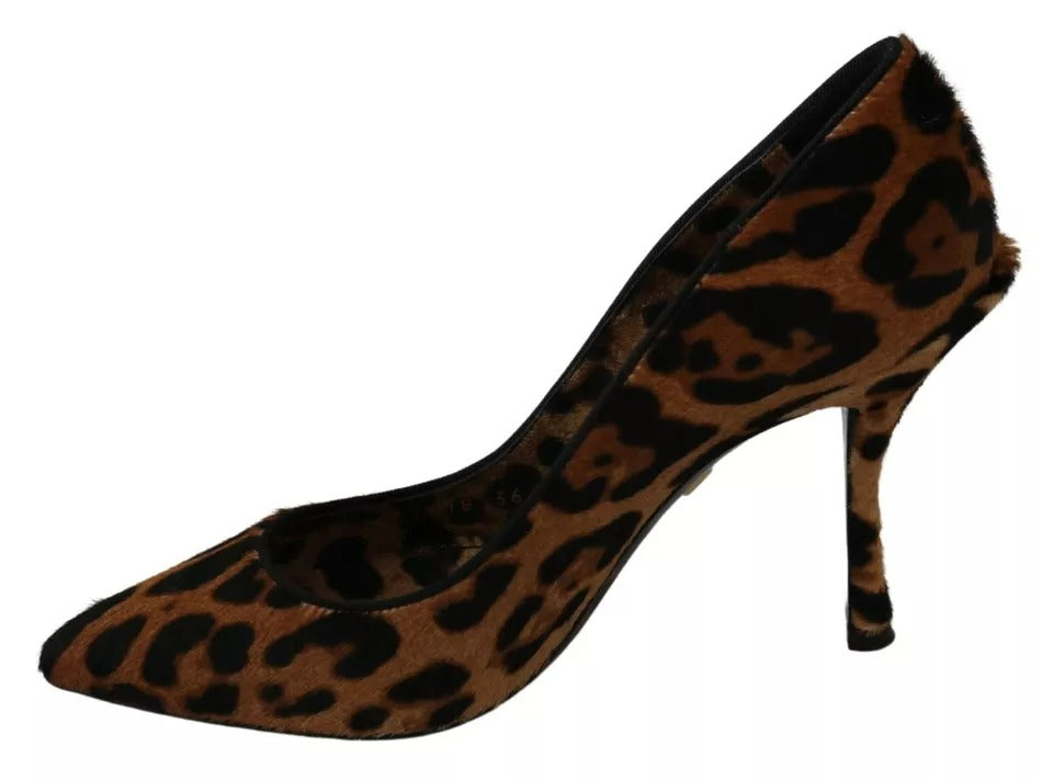 Dolce & Gabbana Braun Leopard Pony Haar Heels Pumps Schuhe