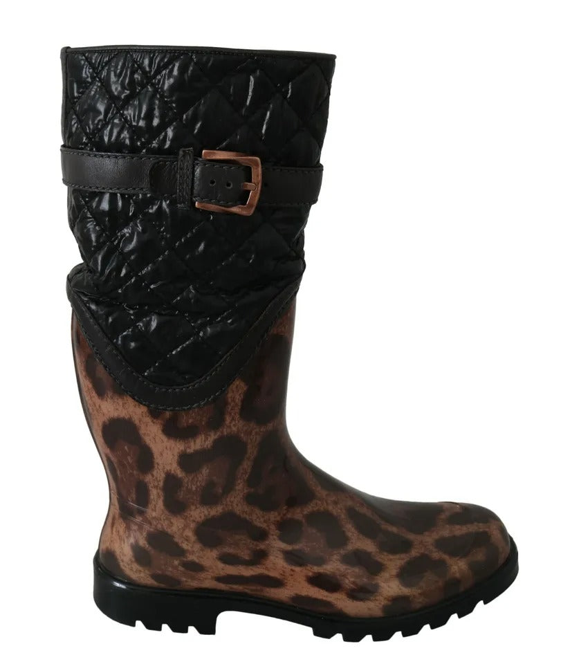 Dolce & Gabbana Schwarz Braun Leopard Booties Stiefel Schuhe