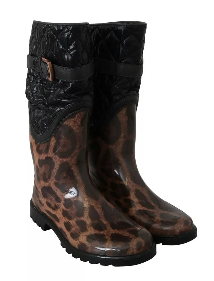 Dolce & Gabbana Schwarz Braun Leopard Booties Stiefel Schuhe