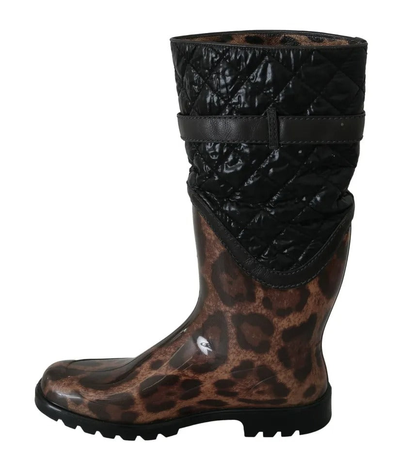 Dolce & Gabbana Schwarz Braun Leopard Booties Stiefel Schuhe