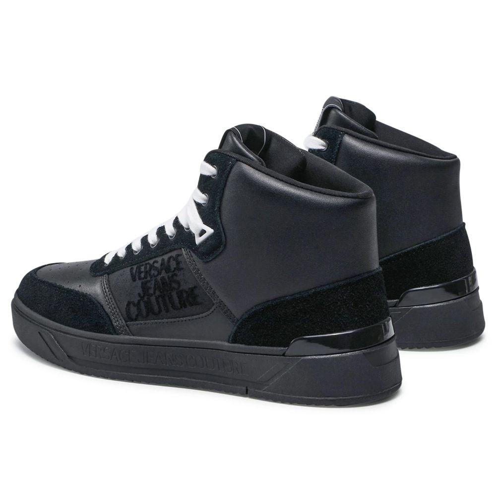 Versace Jeans Schwarzes Leder Di Kalbsleder Sneaker