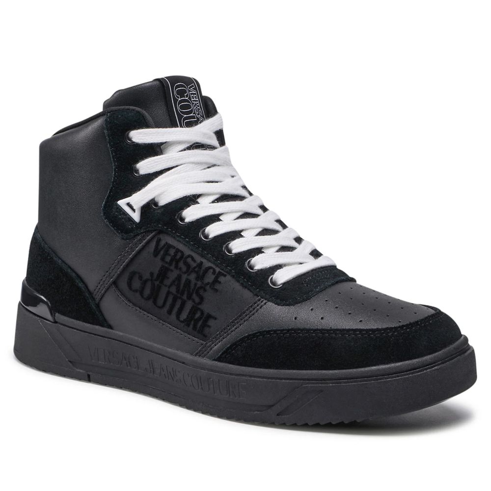 Versace Jeans Schwarzes Leder Di Kalbsleder Sneaker