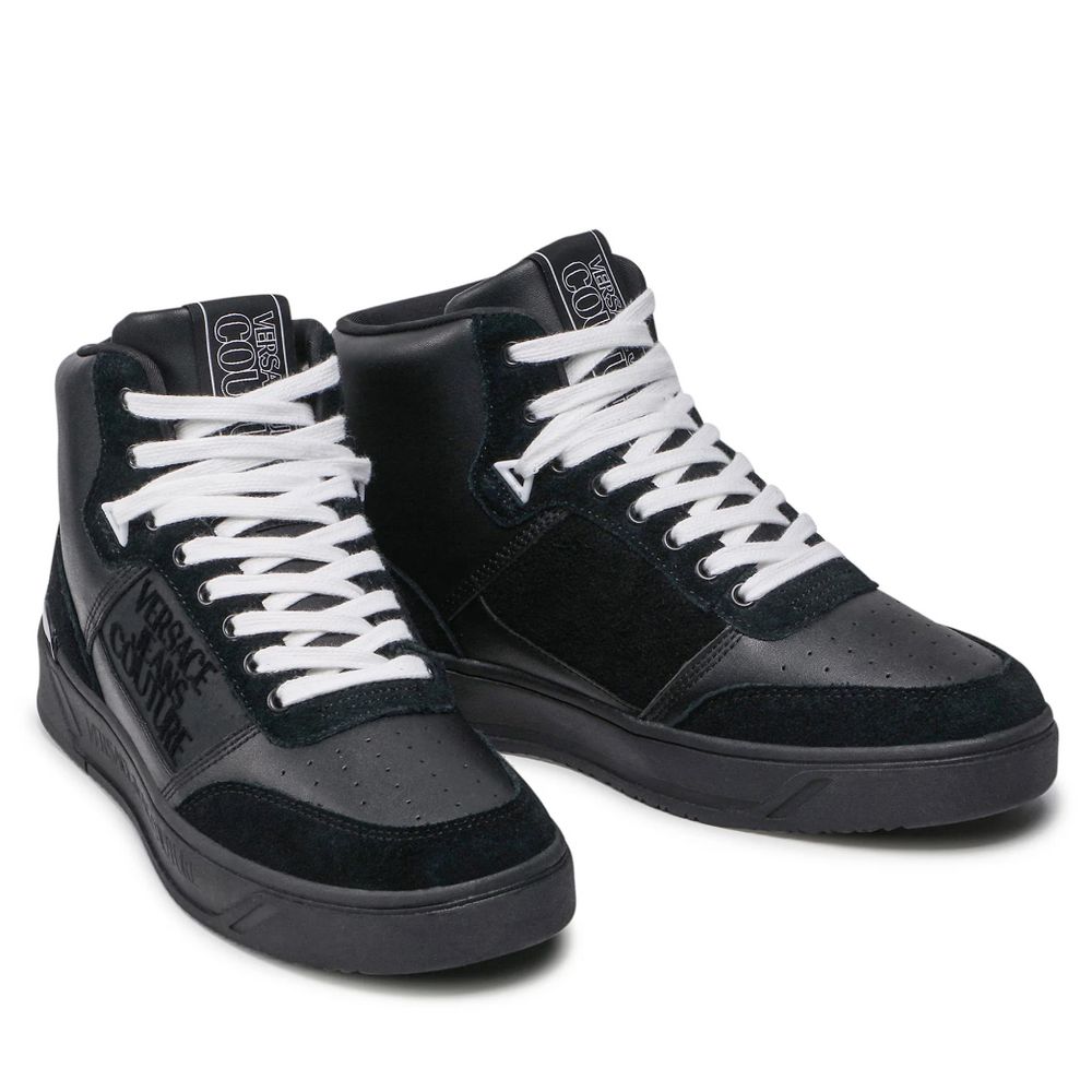 Versace Jeans Schwarzes Leder Di Kalbsleder Sneaker