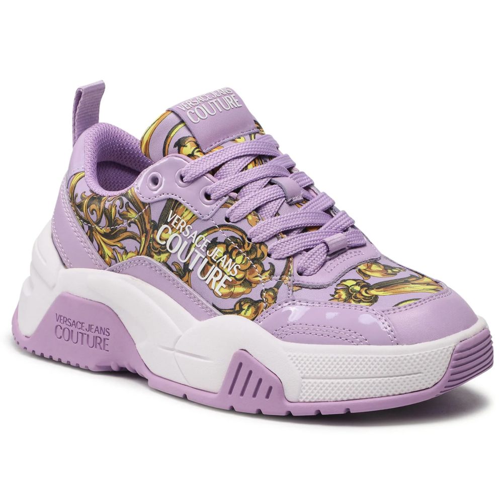 Versace Jeans Lila Leder Di Kalbsleder Sneaker