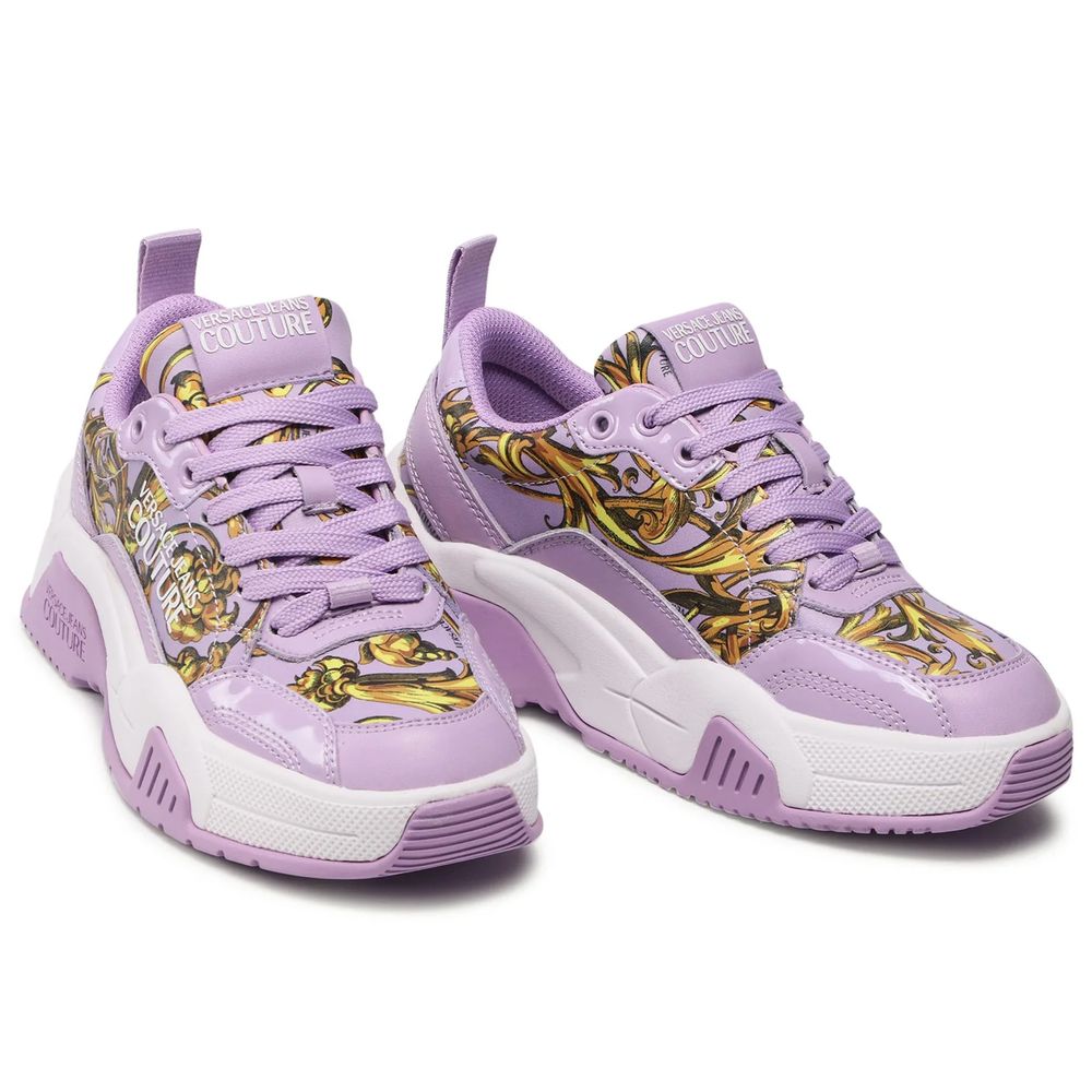 Versace Jeans Lila Leder Di Kalbsleder Sneaker